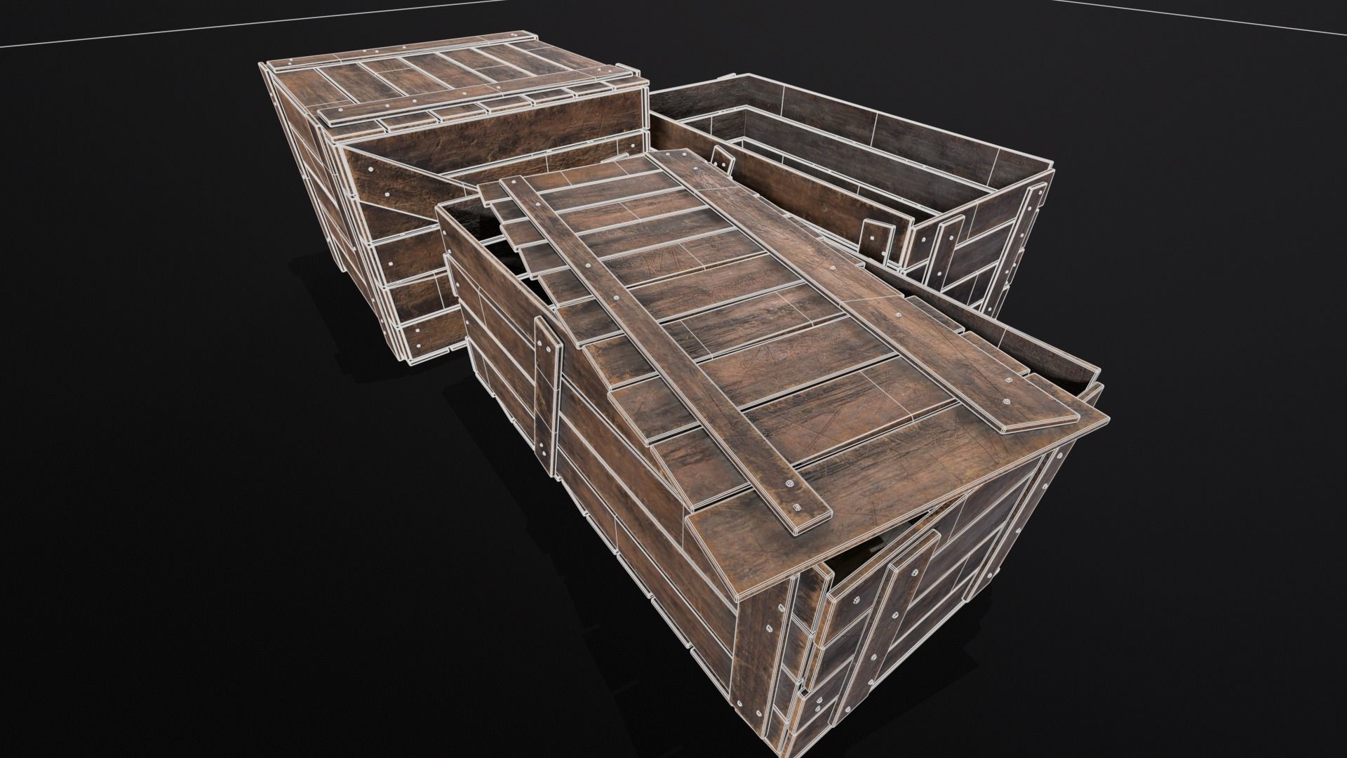 Wooden Crates Kit  Low-poly 3D model_11