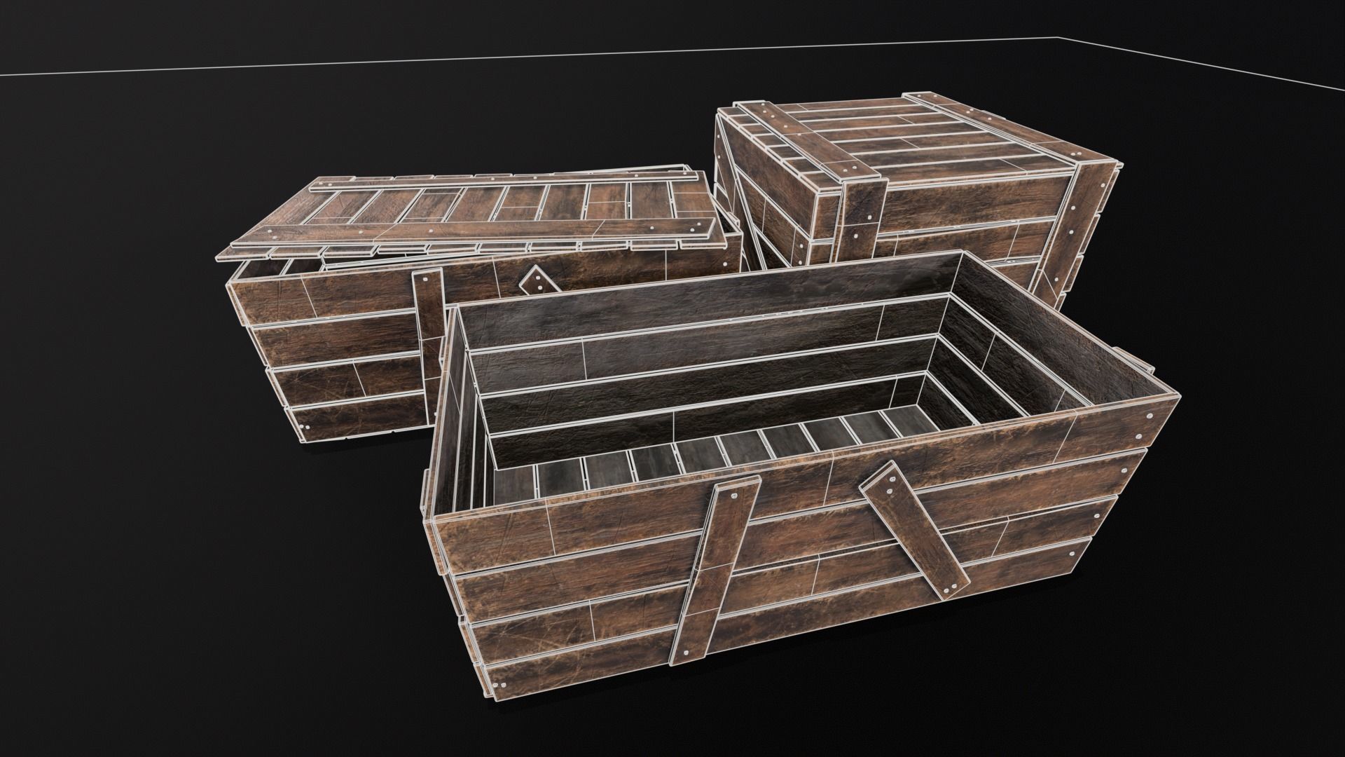 Wooden Crates Kit  Low-poly 3D model_3