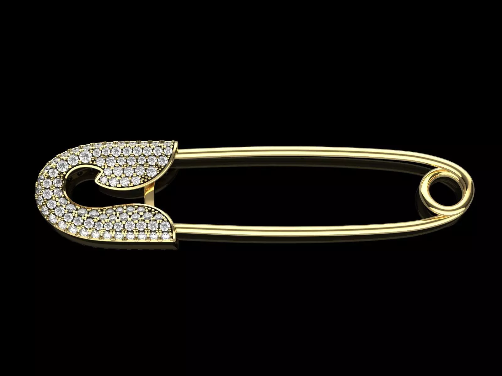 Diamond Safety Pin Brooch English Gold Pin 3D print model