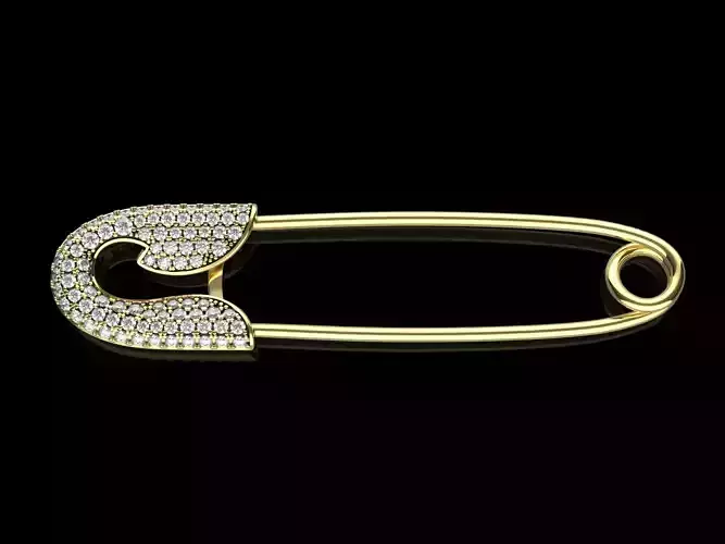 Diamond Safety Pin Brooch English Gold Pin