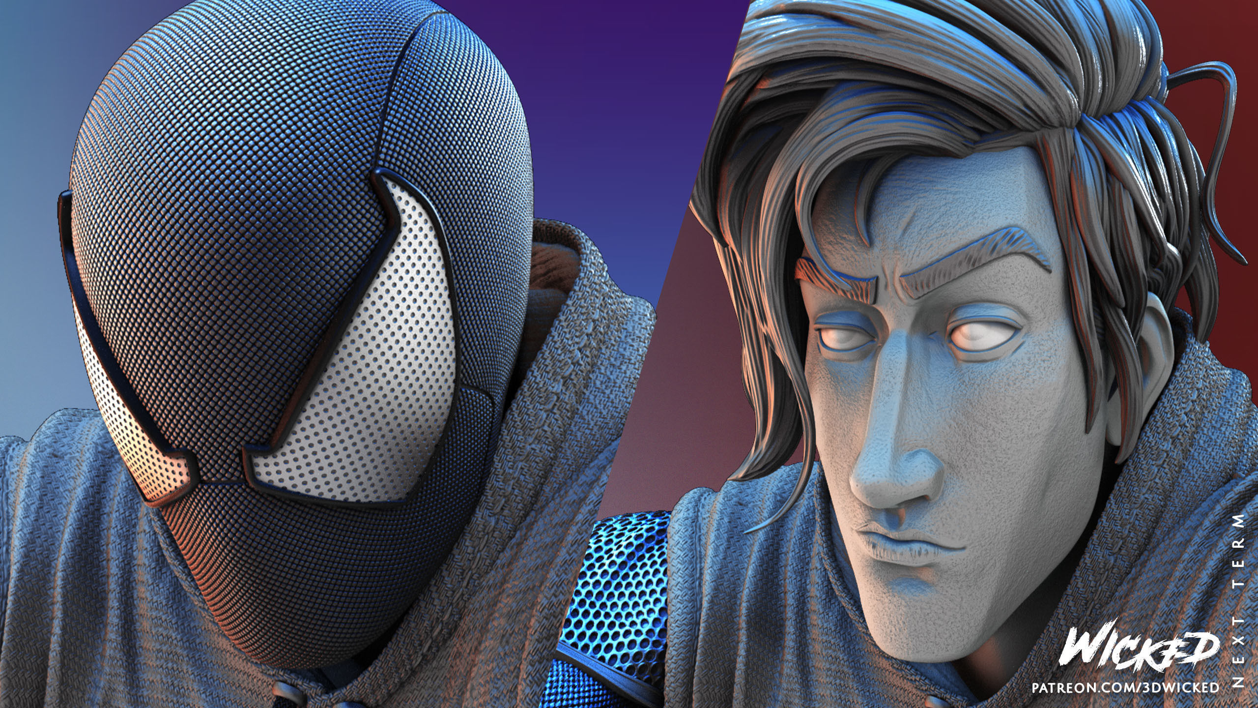 Wicked Marvel Scarlet Spider Bust Tested for 3D printing 3D print model_50