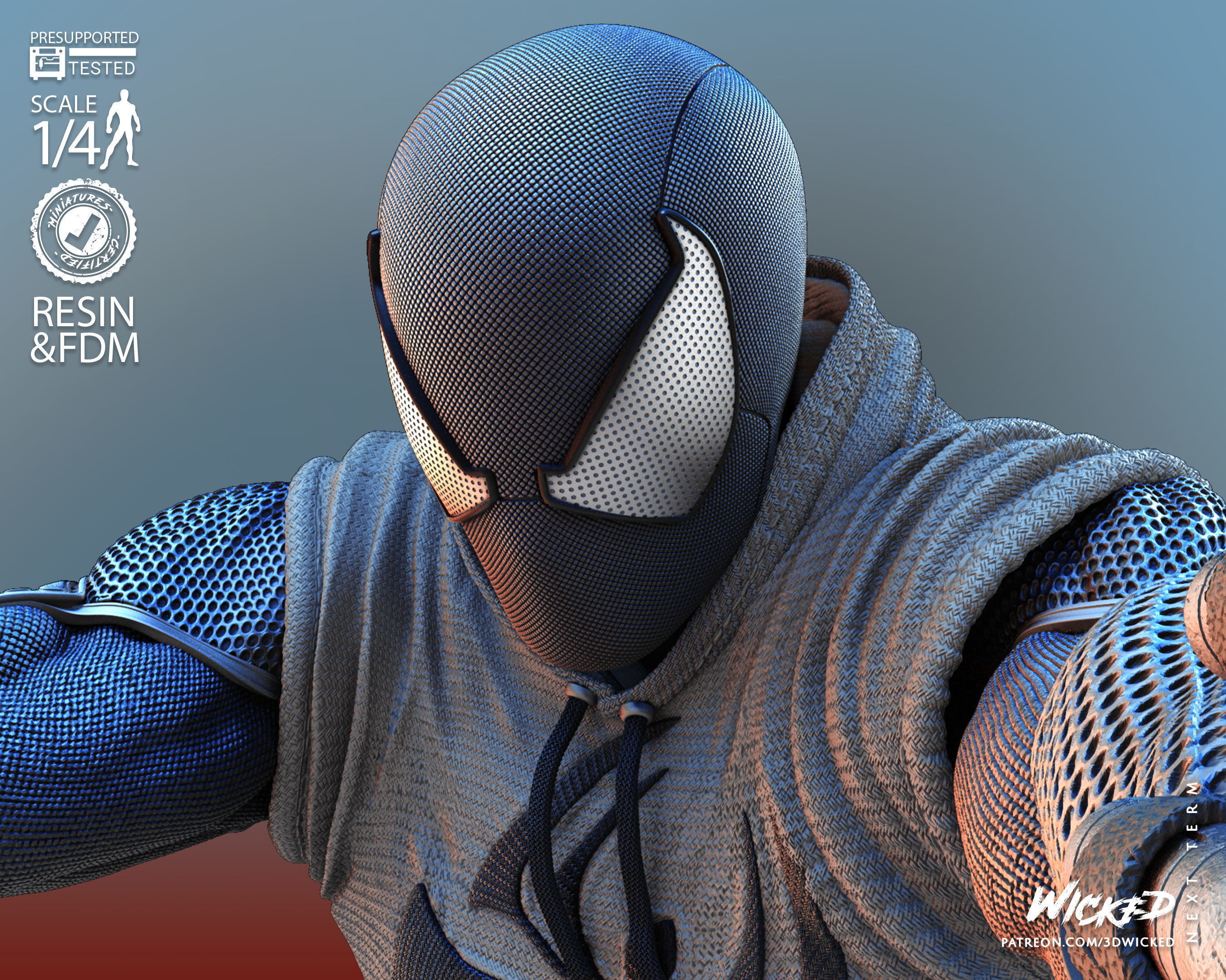 Wicked Marvel Scarlet Spider Bust Tested for 3D printing 3D print model_37