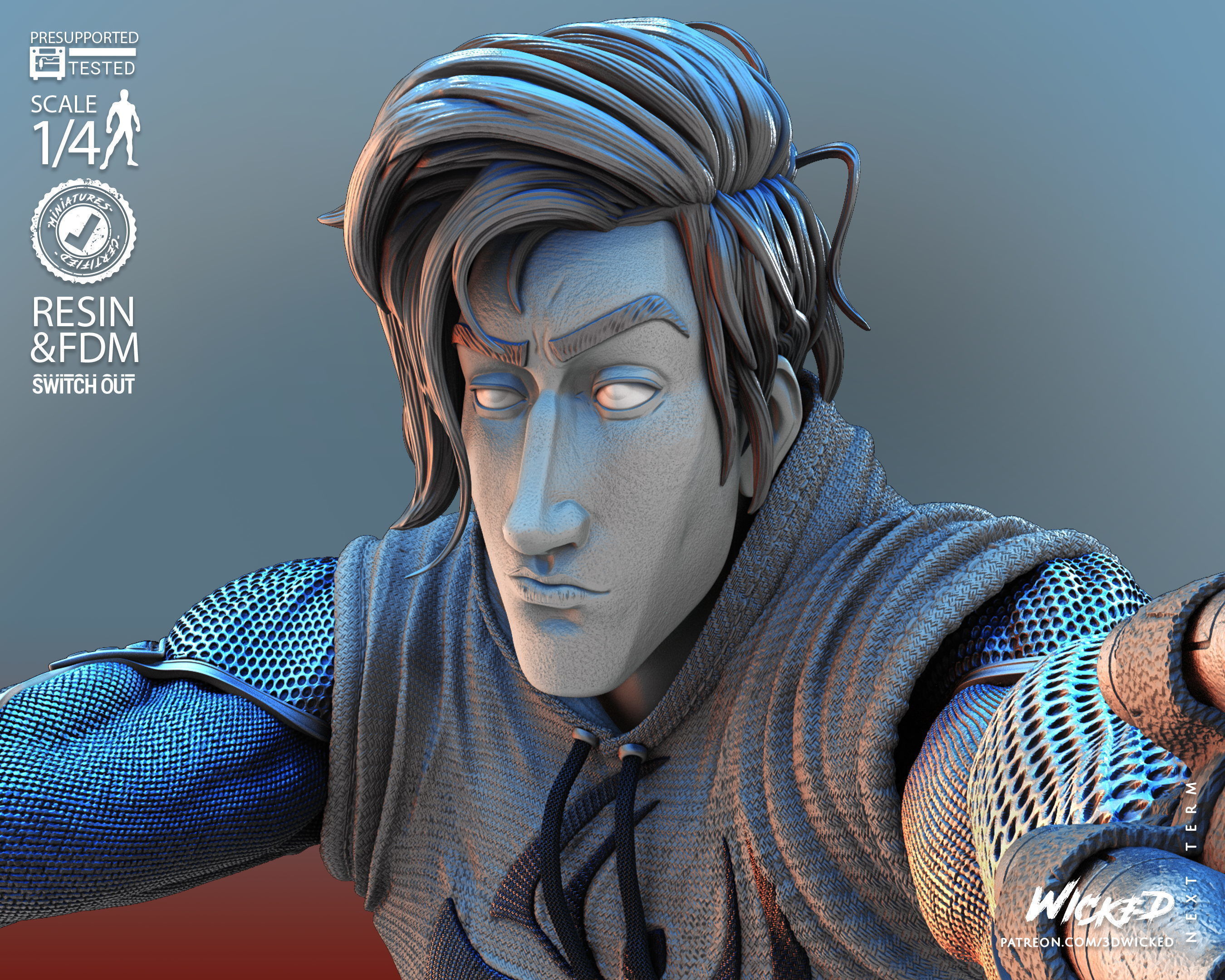 Wicked Marvel Scarlet Spider Bust Tested for 3D printing 3D print model_44