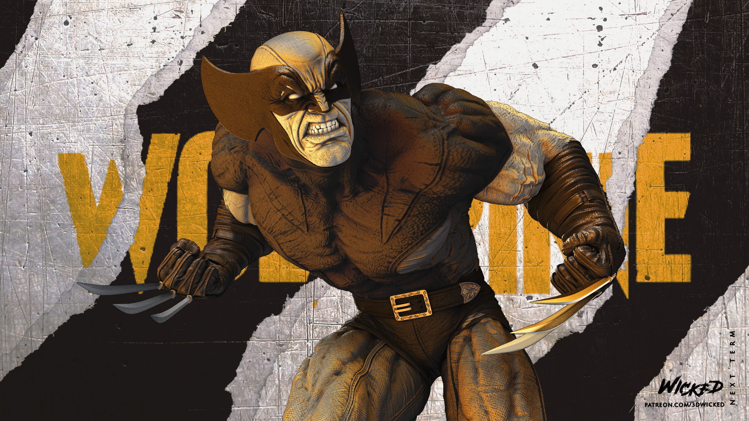 Wicked Marvel Wolverine Sculpture Tested for 3D printing 3D print model_3