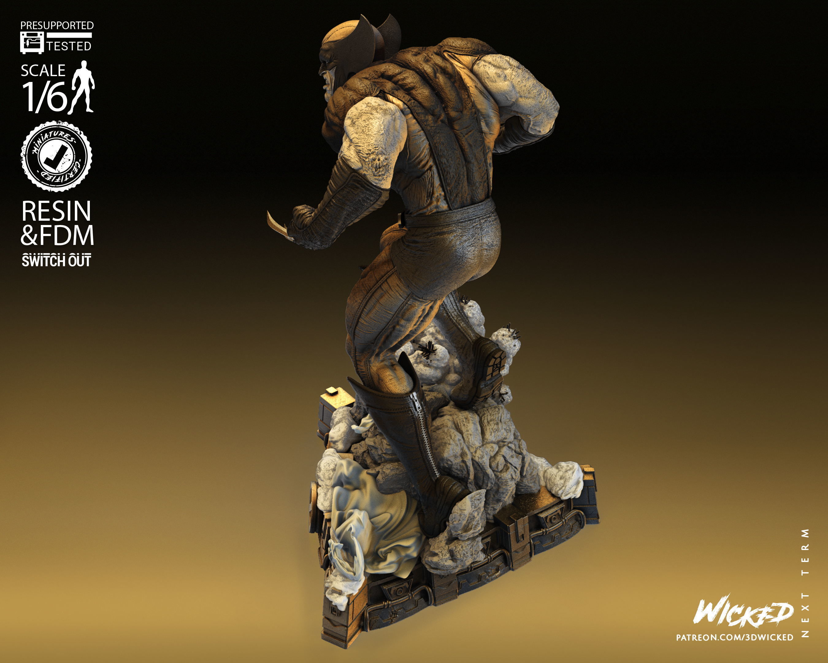 Wicked Marvel Wolverine Sculpture Tested for 3D printing 3D print model_51