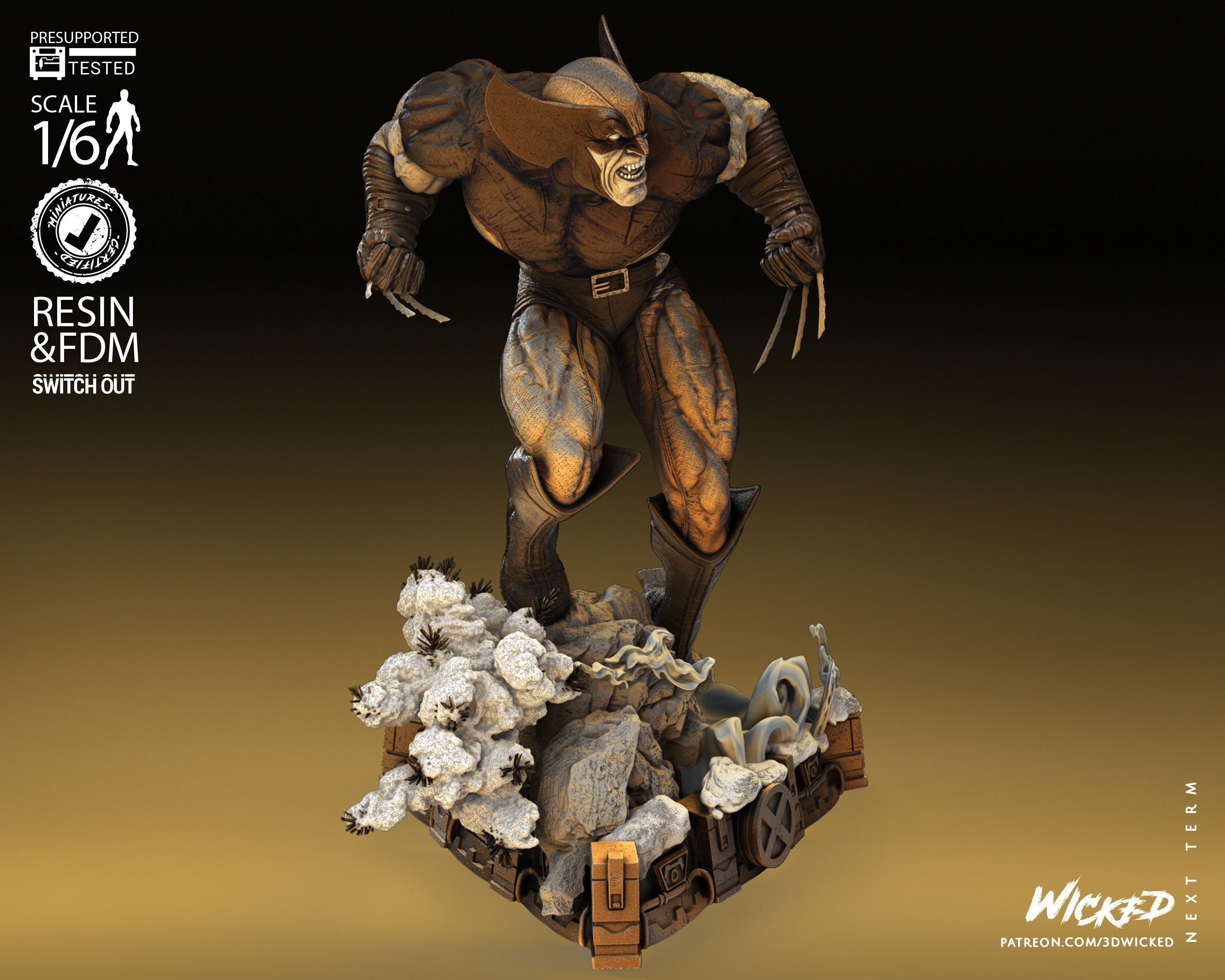 Wicked Marvel Wolverine Sculpture Tested for 3D printing 3D print model_29