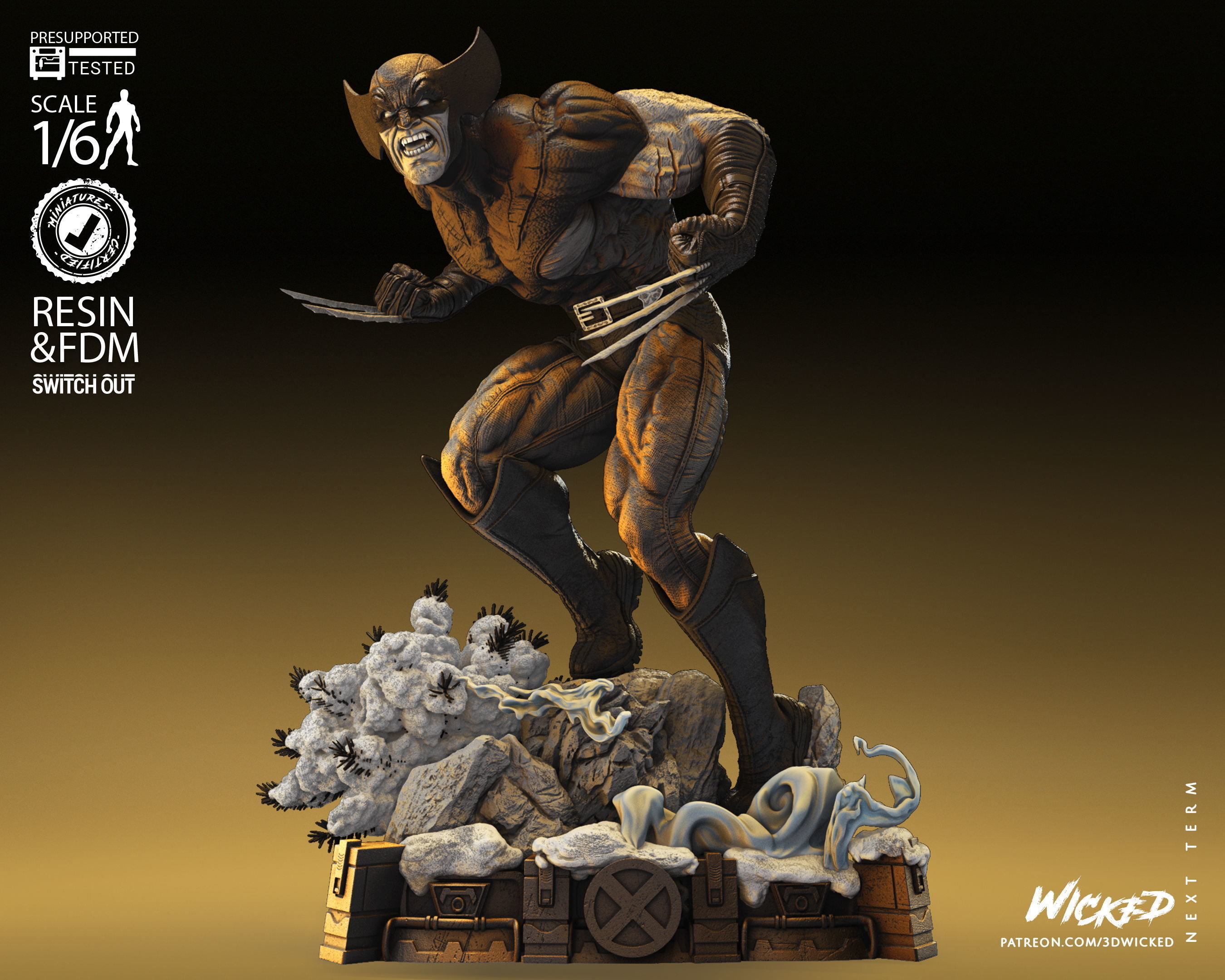 Wicked Marvel Wolverine Sculpture Tested for 3D printing 3D print model_17