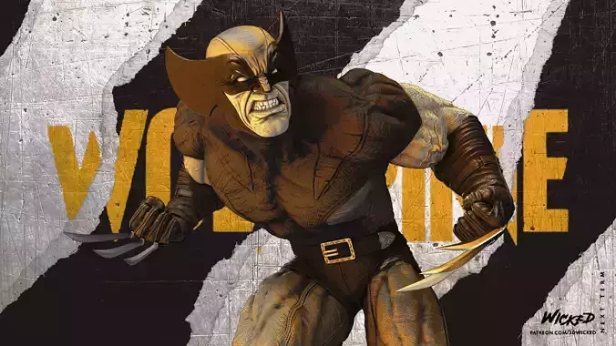 Wicked Marvel Wolverine Sculpture Tested for 3D printing 3D print model
