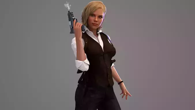 Female Detective Girl 3D model