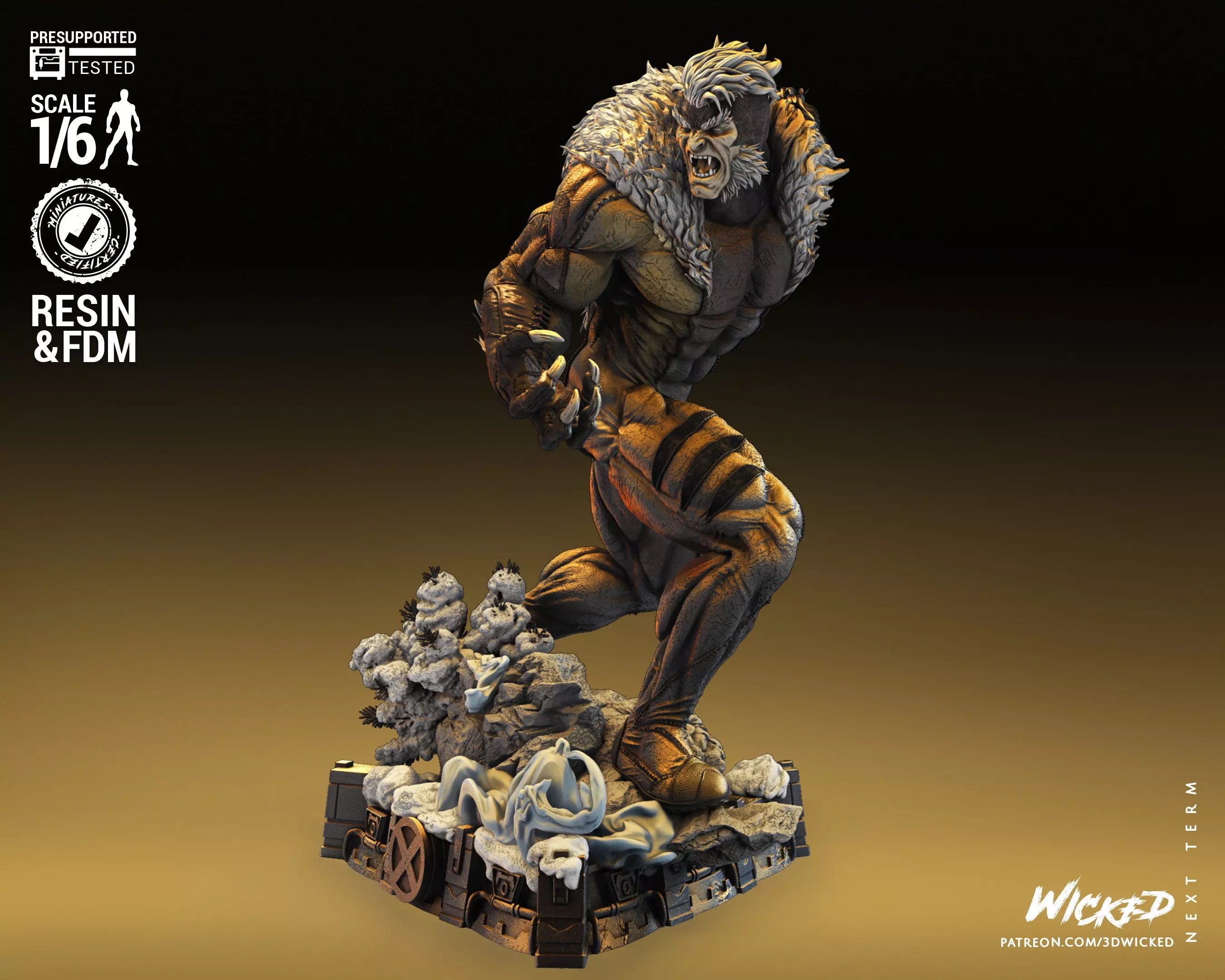 Wicked Marvel Sabretooth Sculpture Tested for 3D printing 3D print model