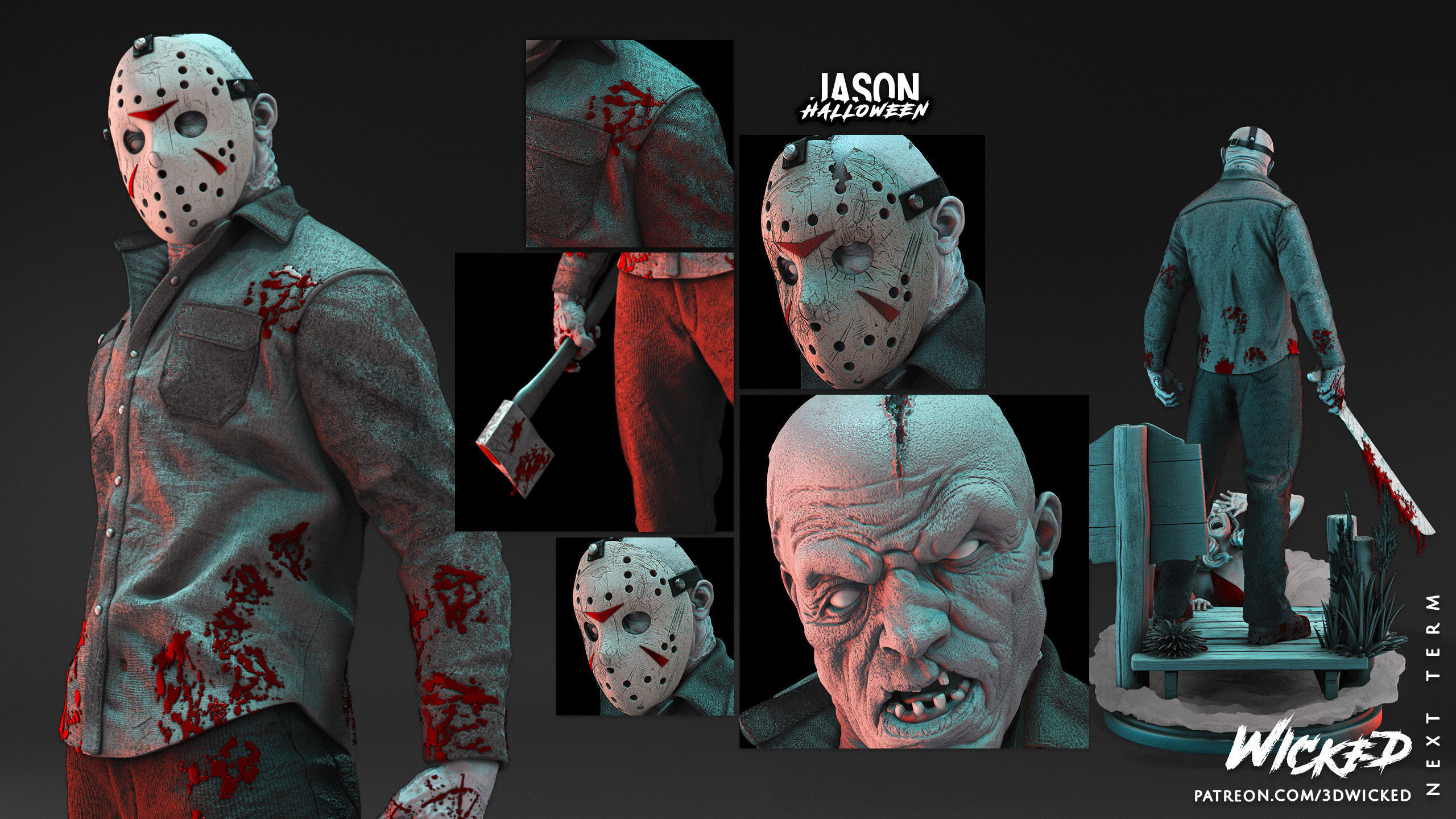 Wicked Horror Jason Sculpture Tested for 3D printing 3D print model_36