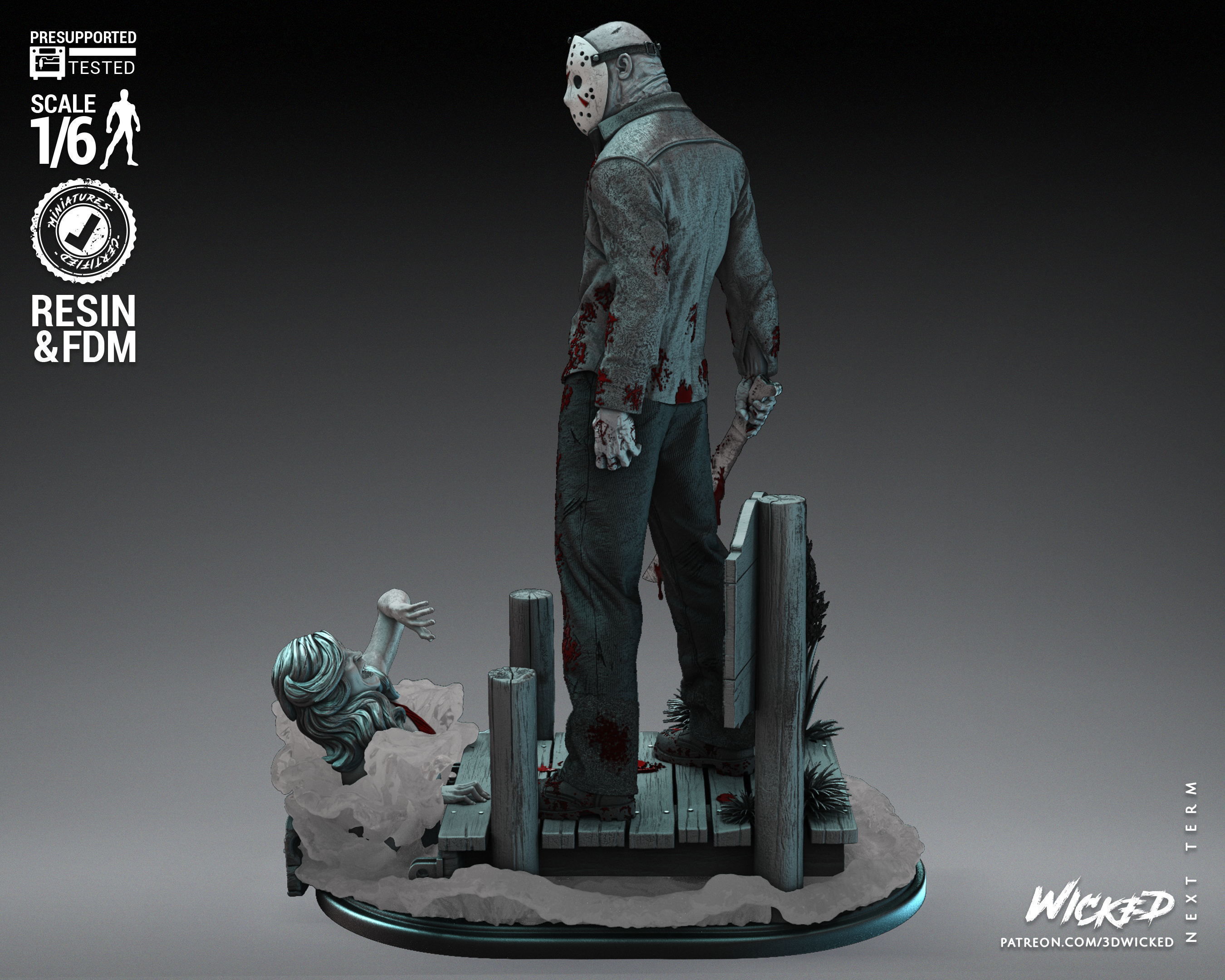 Wicked Horror Jason Sculpture Tested for 3D printing 3D print model_12