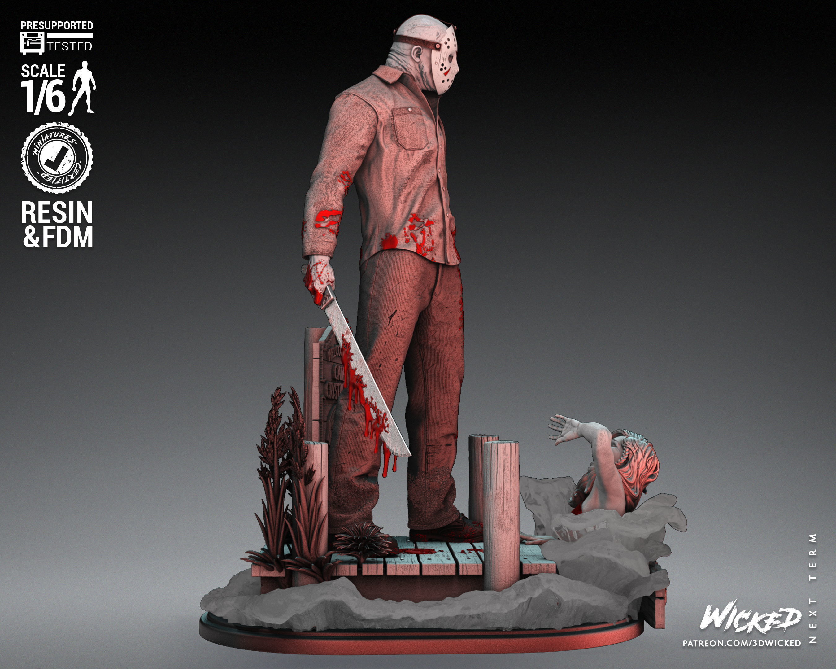 Wicked Horror Jason Sculpture Tested for 3D printing 3D print model_7