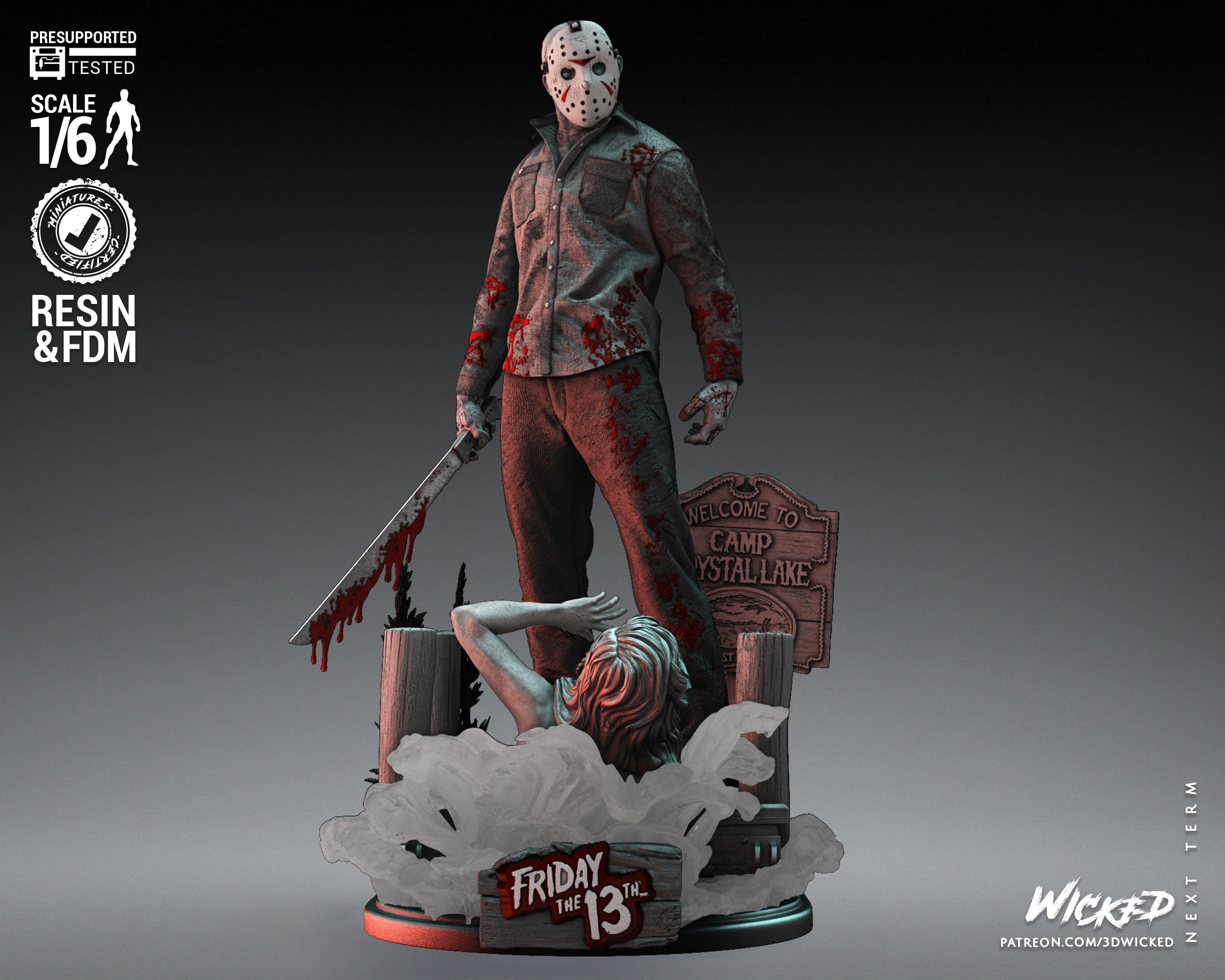 Wicked Horror Jason Sculpture Tested for 3D printing 3D print model_50