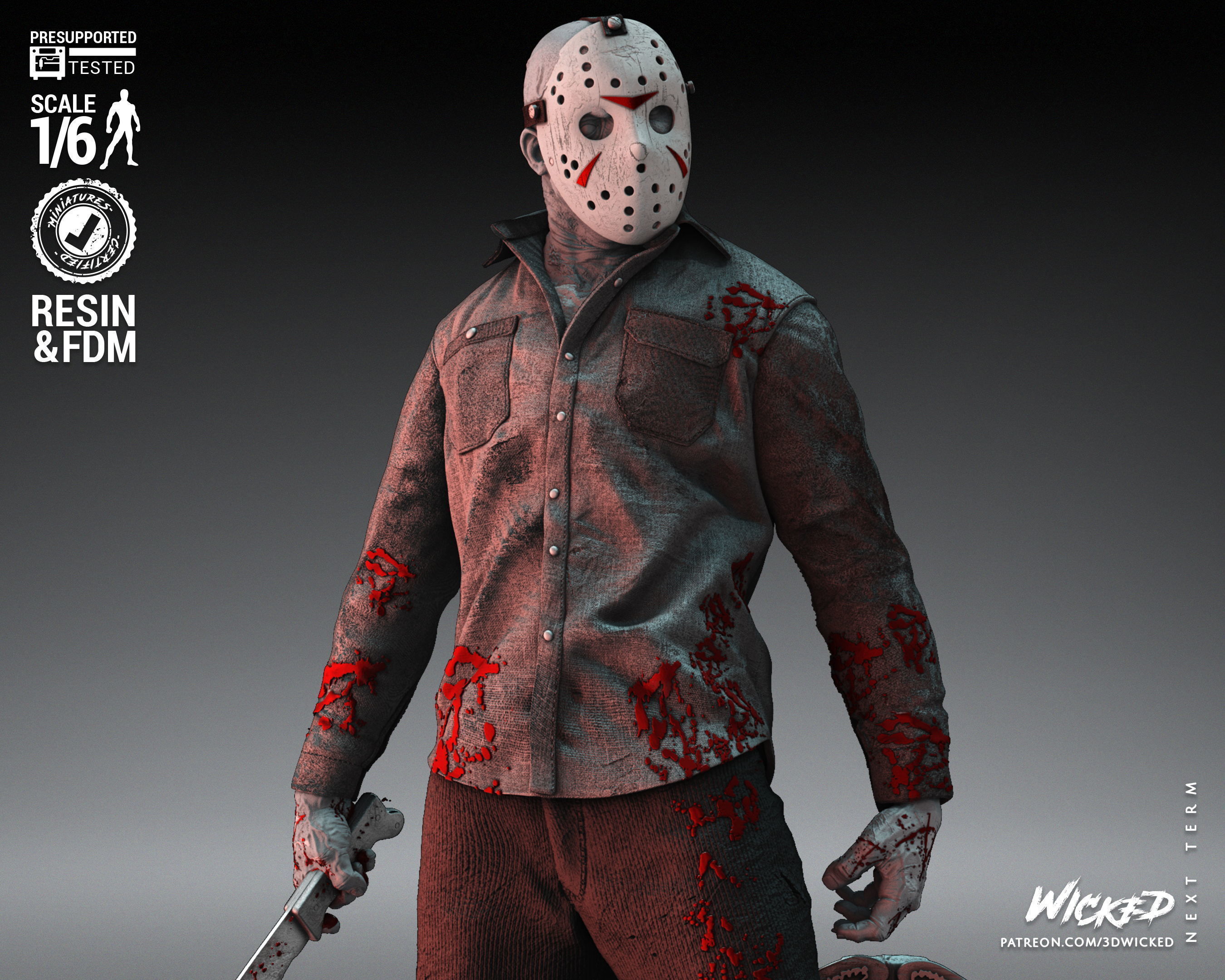 Wicked Horror Jason Sculpture Tested for 3D printing 3D print model_52