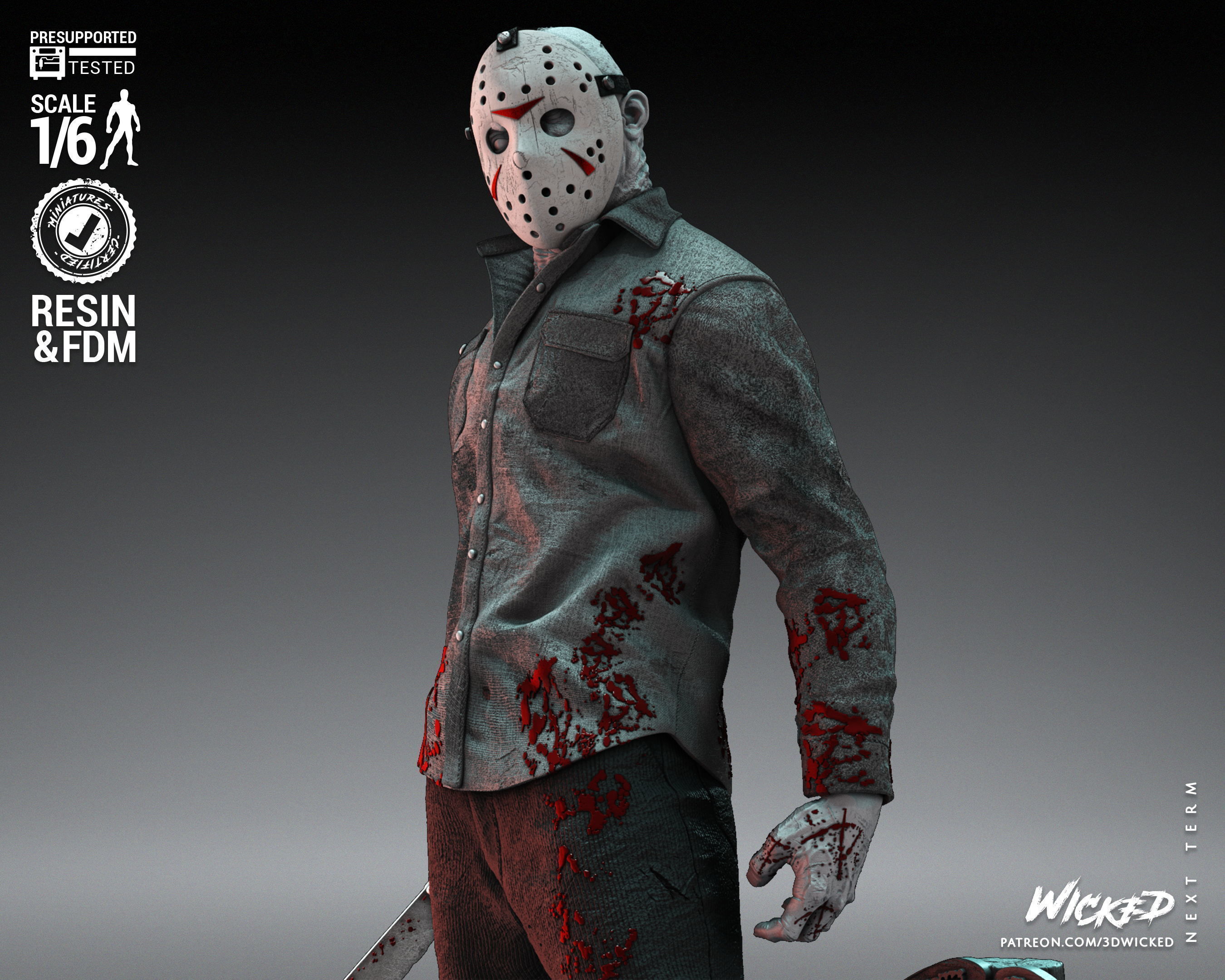 Wicked Horror Jason Sculpture Tested for 3D printing 3D print model_15