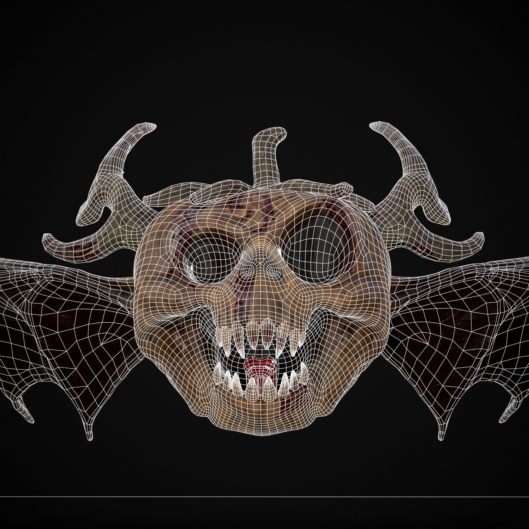 Pumpkin with Wings Low-poly 3D model_6