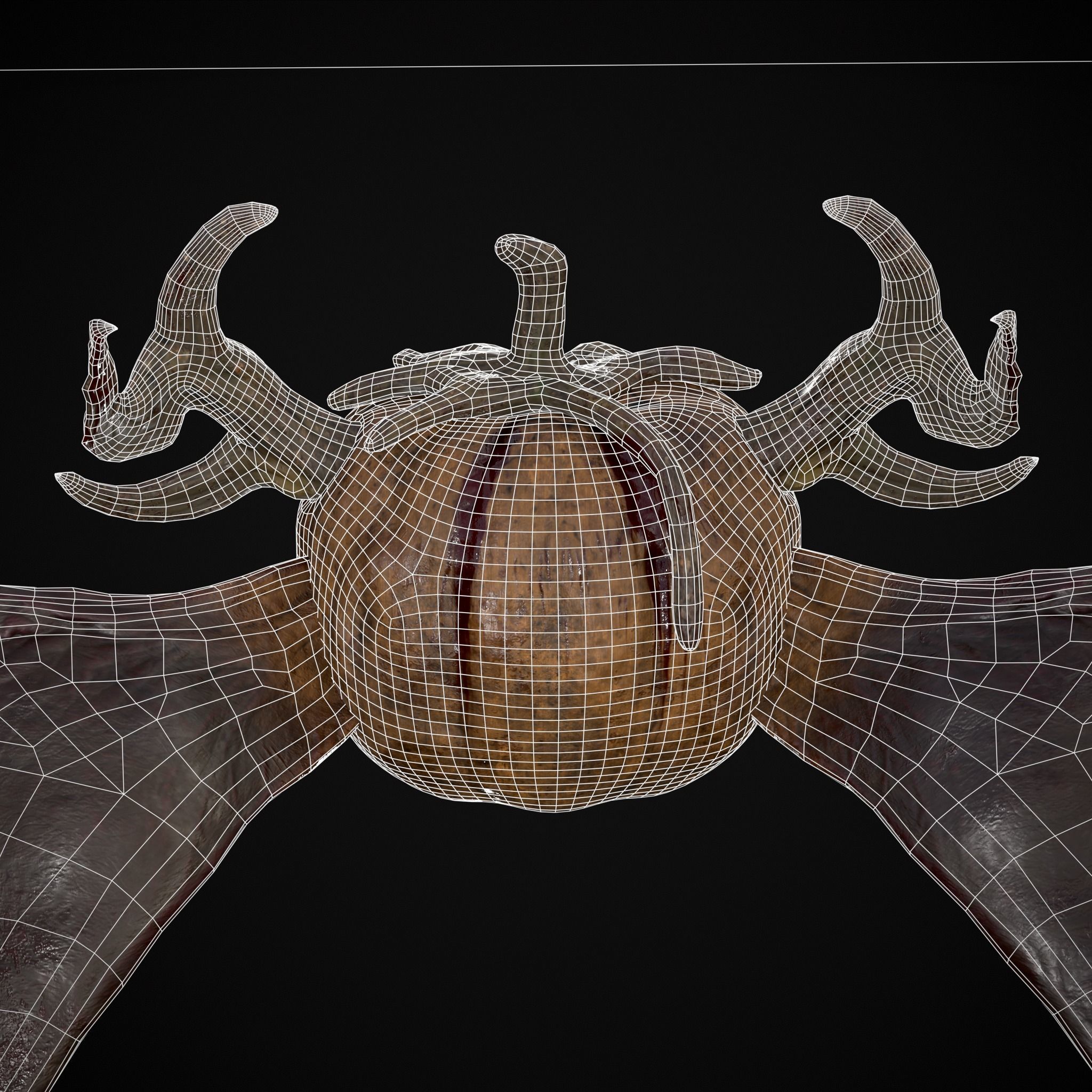 Pumpkin with Wings Low-poly 3D model_12