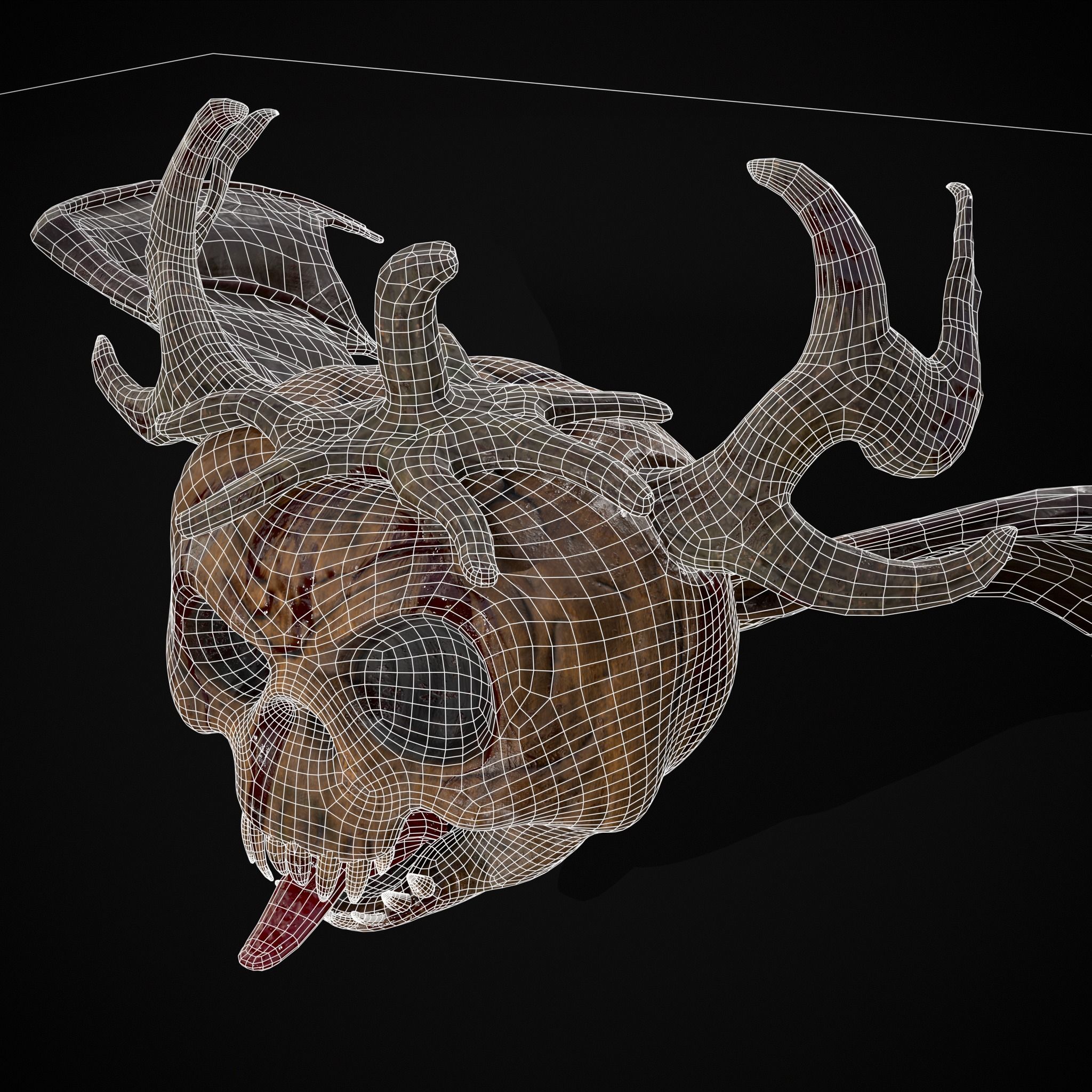 Pumpkin with Wings Low-poly 3D model_14