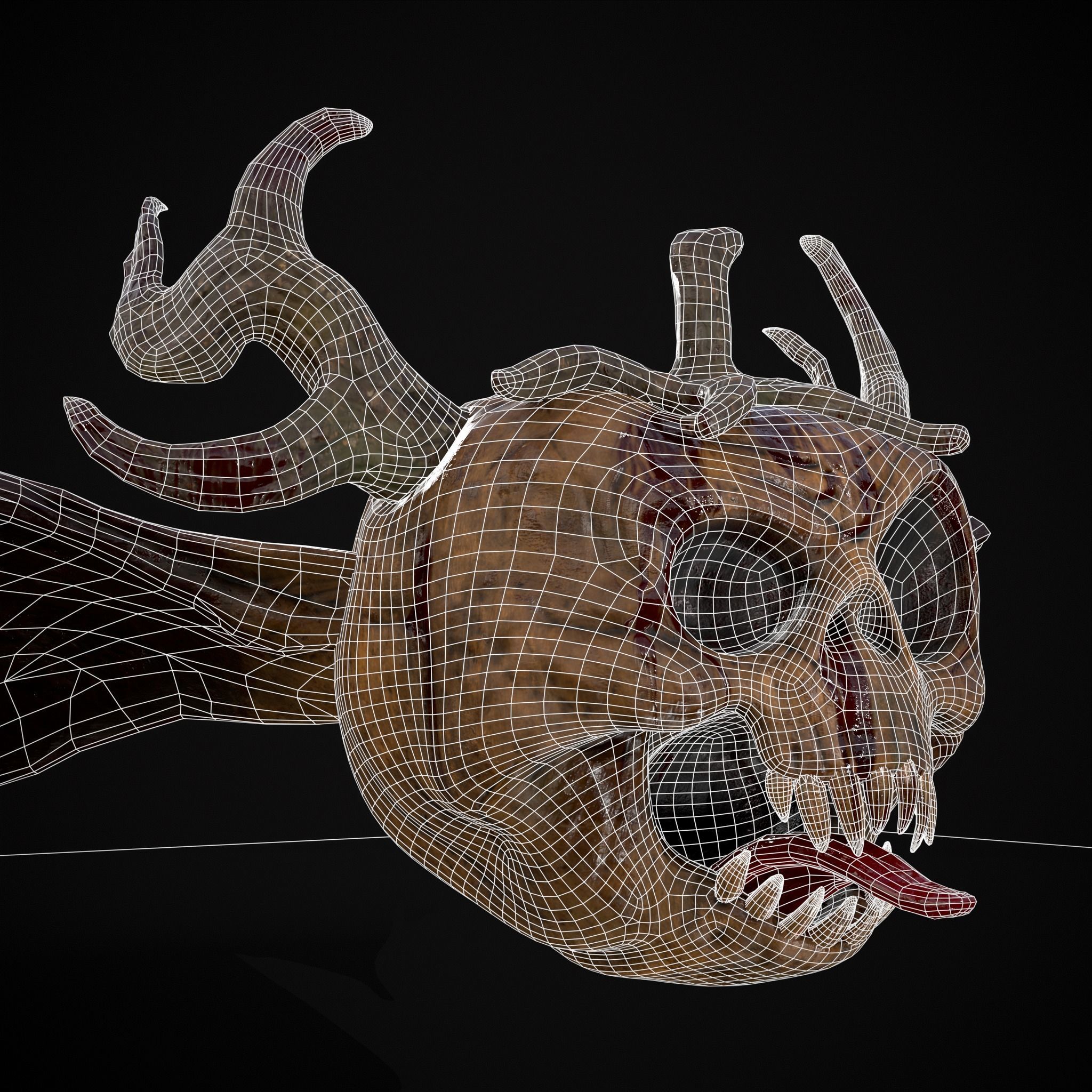 Pumpkin with Wings Low-poly 3D model_16