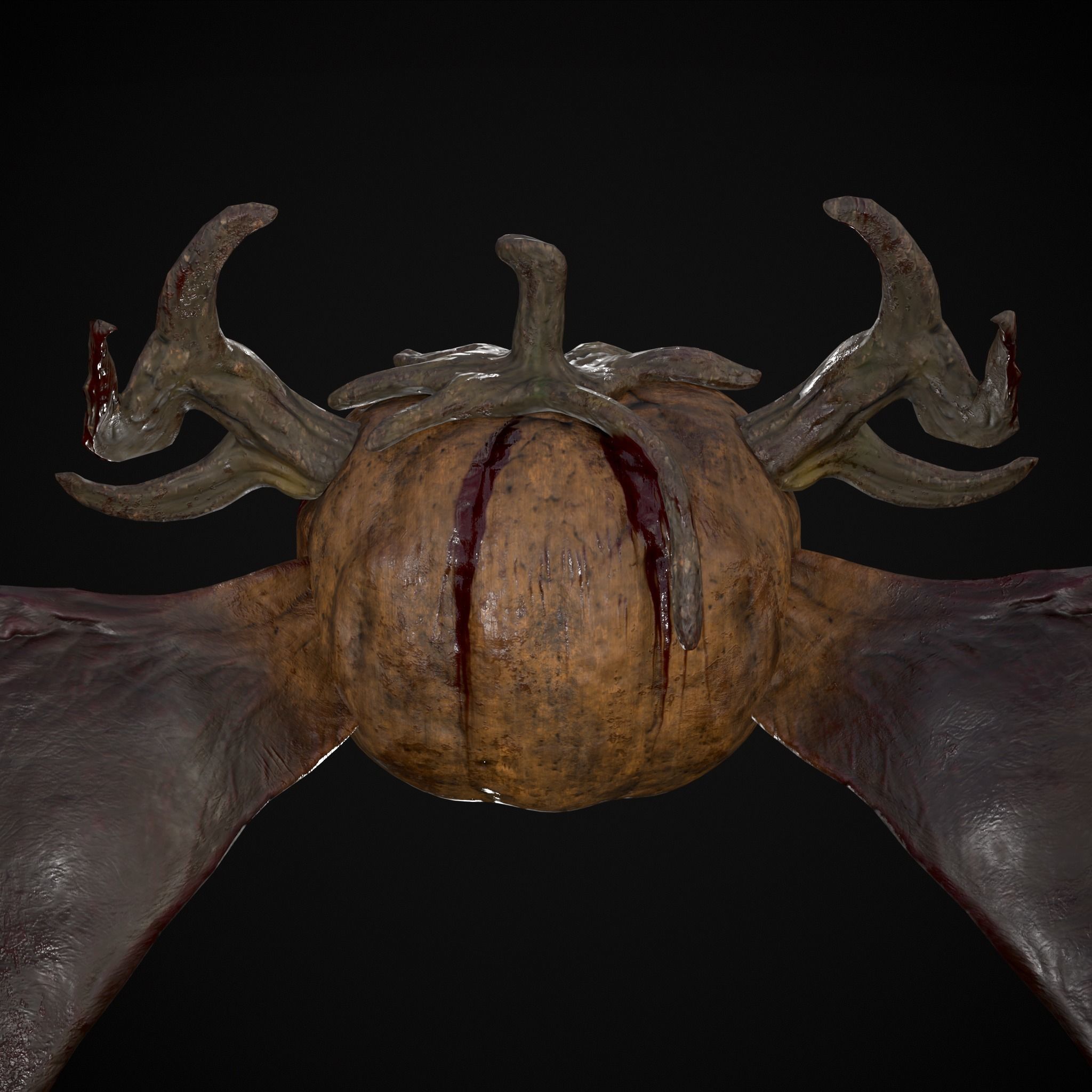 Pumpkin with Wings Low-poly 3D model_11