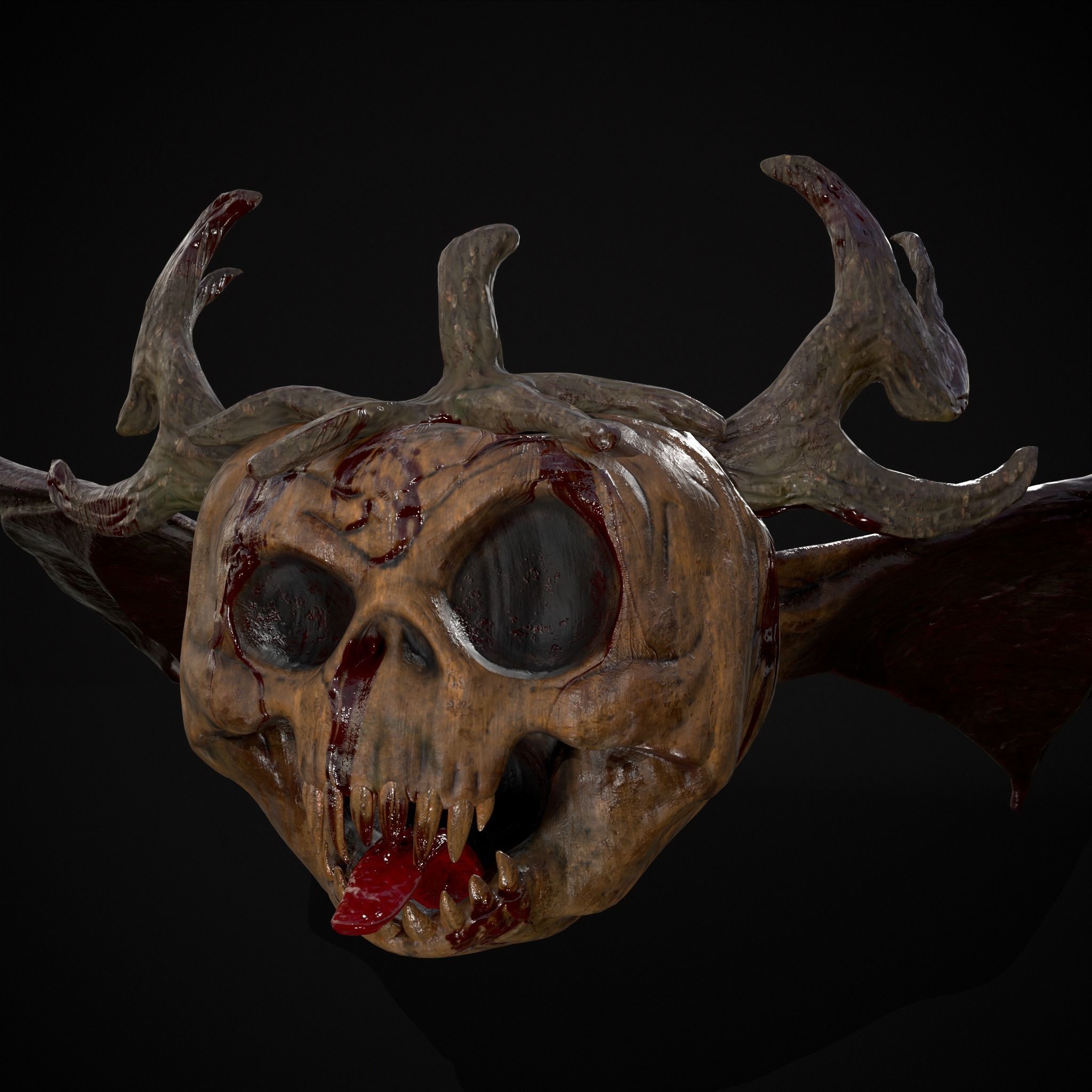 Pumpkin with Wings Low-poly 3D model_3