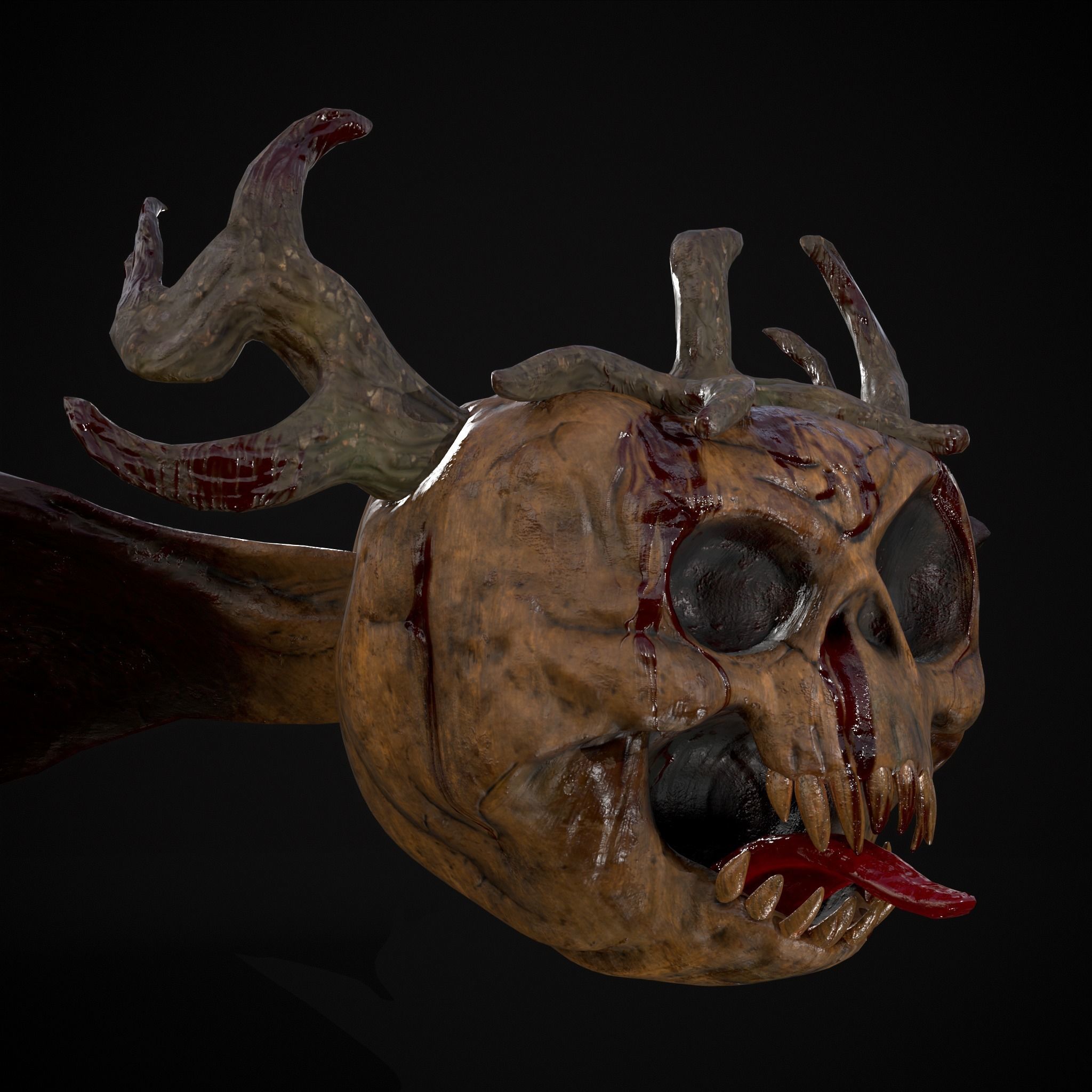 Pumpkin with Wings Low-poly 3D model_15