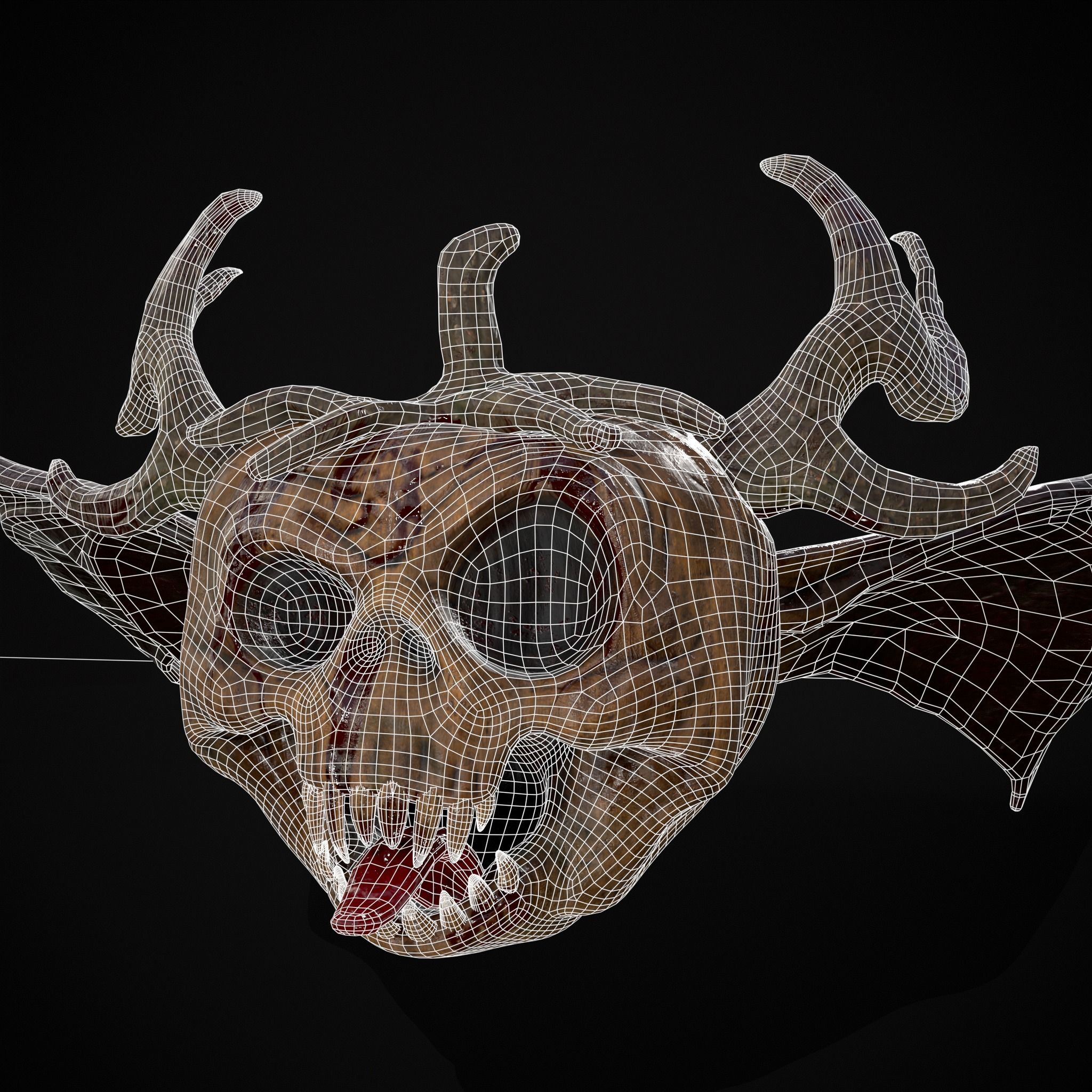 Pumpkin with Wings Low-poly 3D model_4