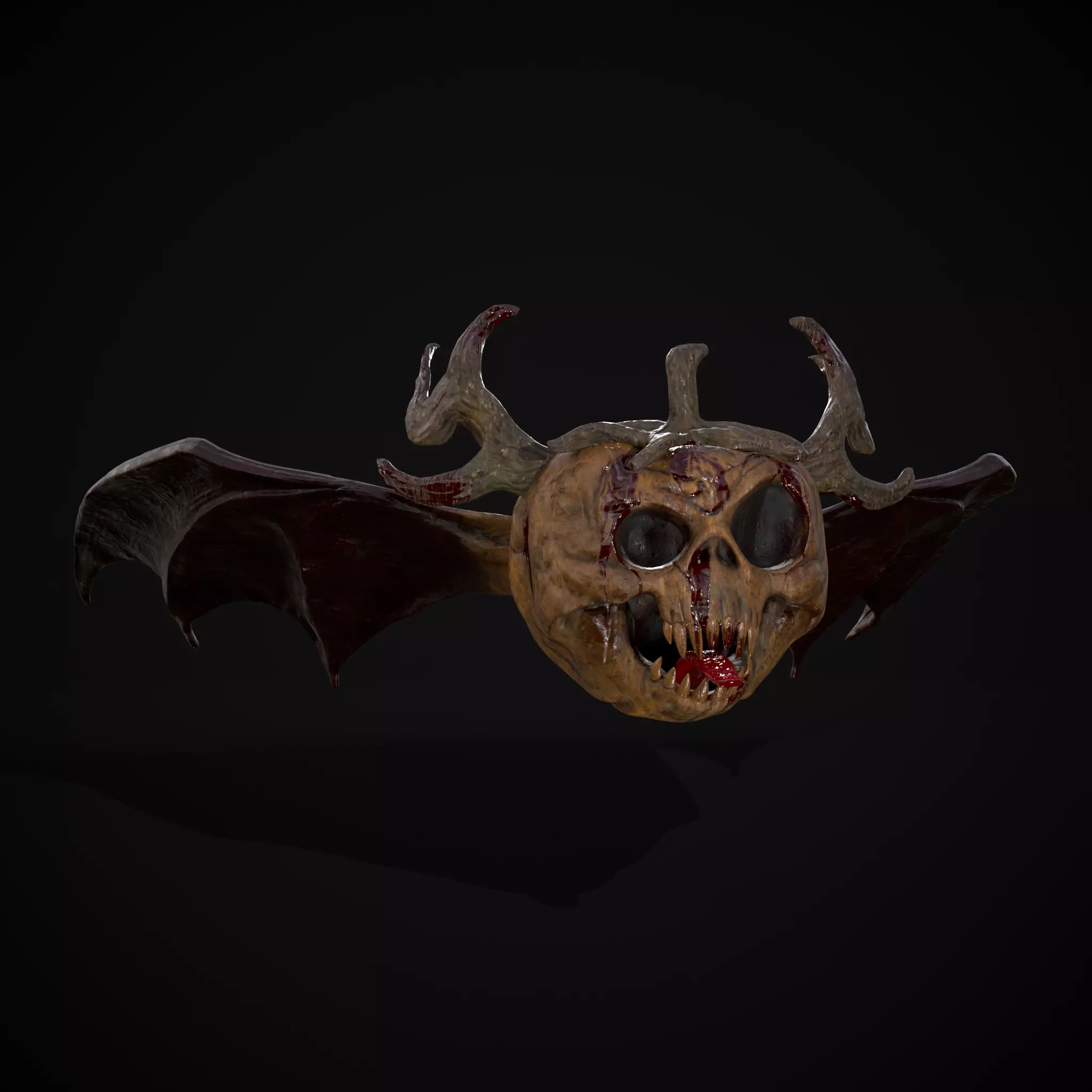 Pumpkin with Wings Low-poly 3D model_0