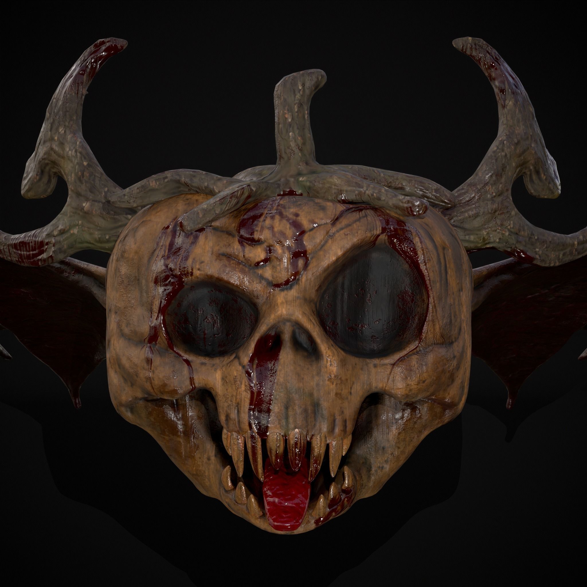 Pumpkin with Wings Low-poly 3D model_19