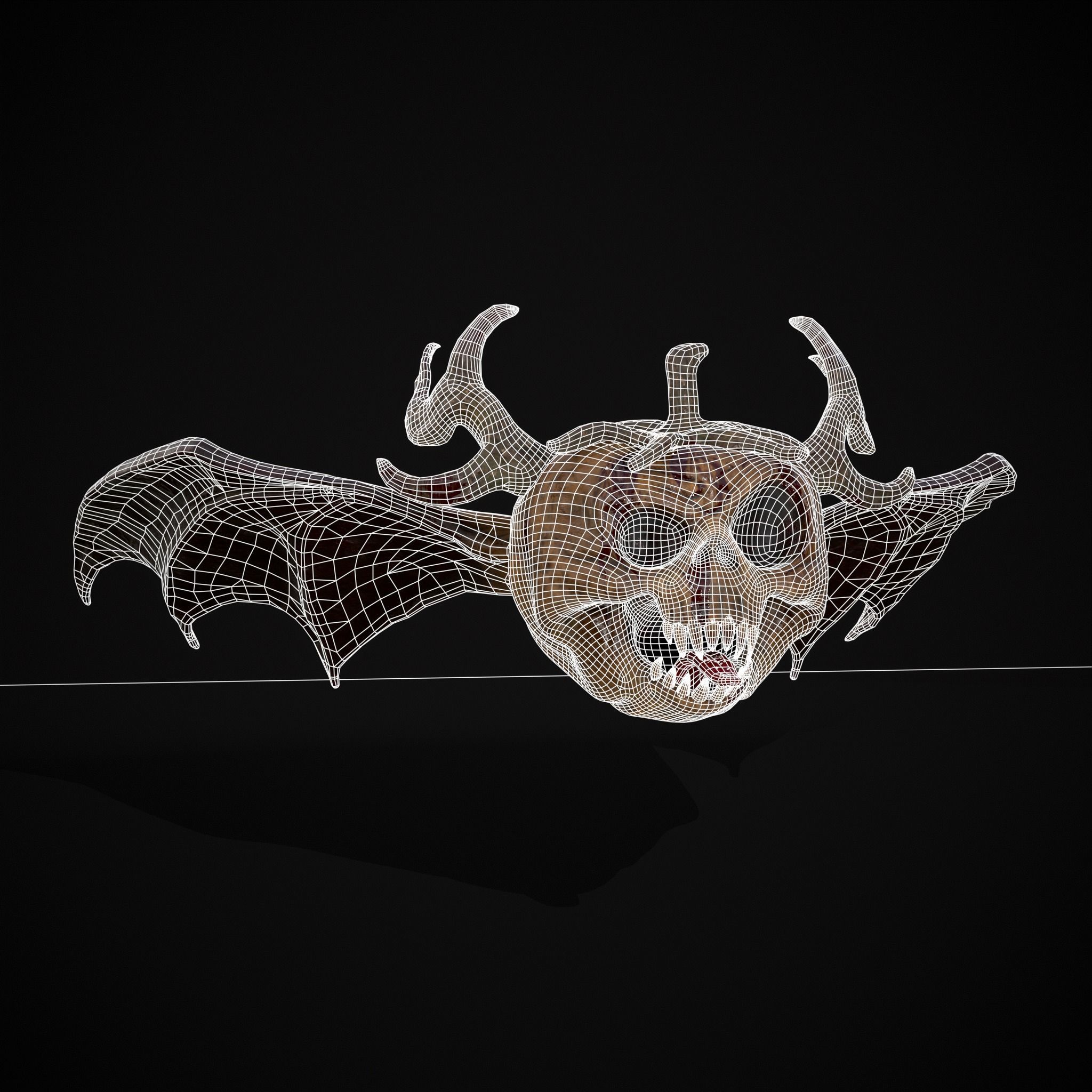 Pumpkin with Wings Low-poly 3D model_2