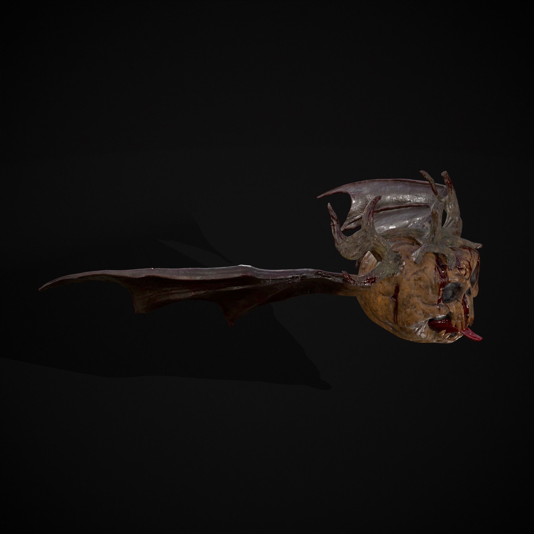 Pumpkin with Wings Low-poly 3D model_7