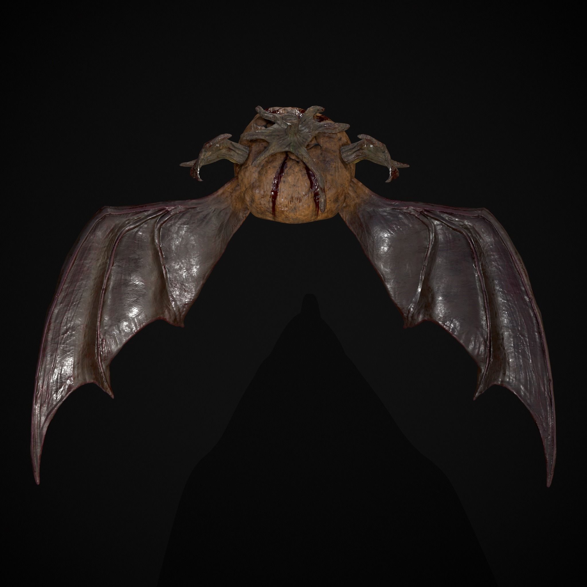 Pumpkin with Wings Low-poly 3D model_9