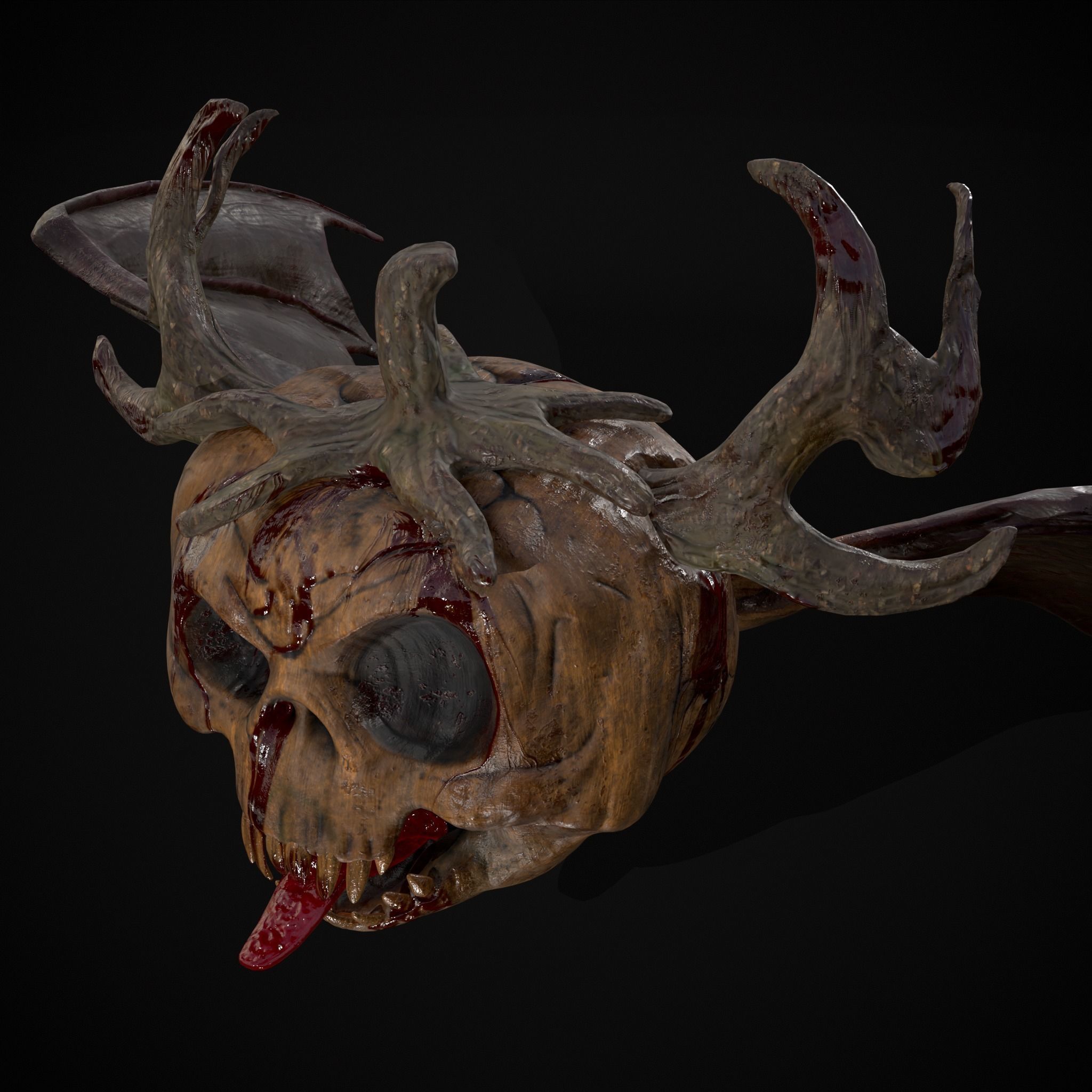 Pumpkin with Wings Low-poly 3D model_13