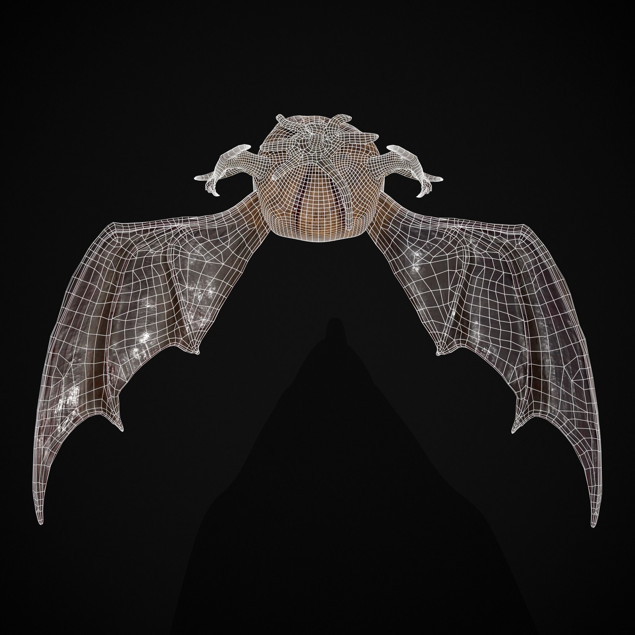 Pumpkin with Wings Low-poly 3D model_10