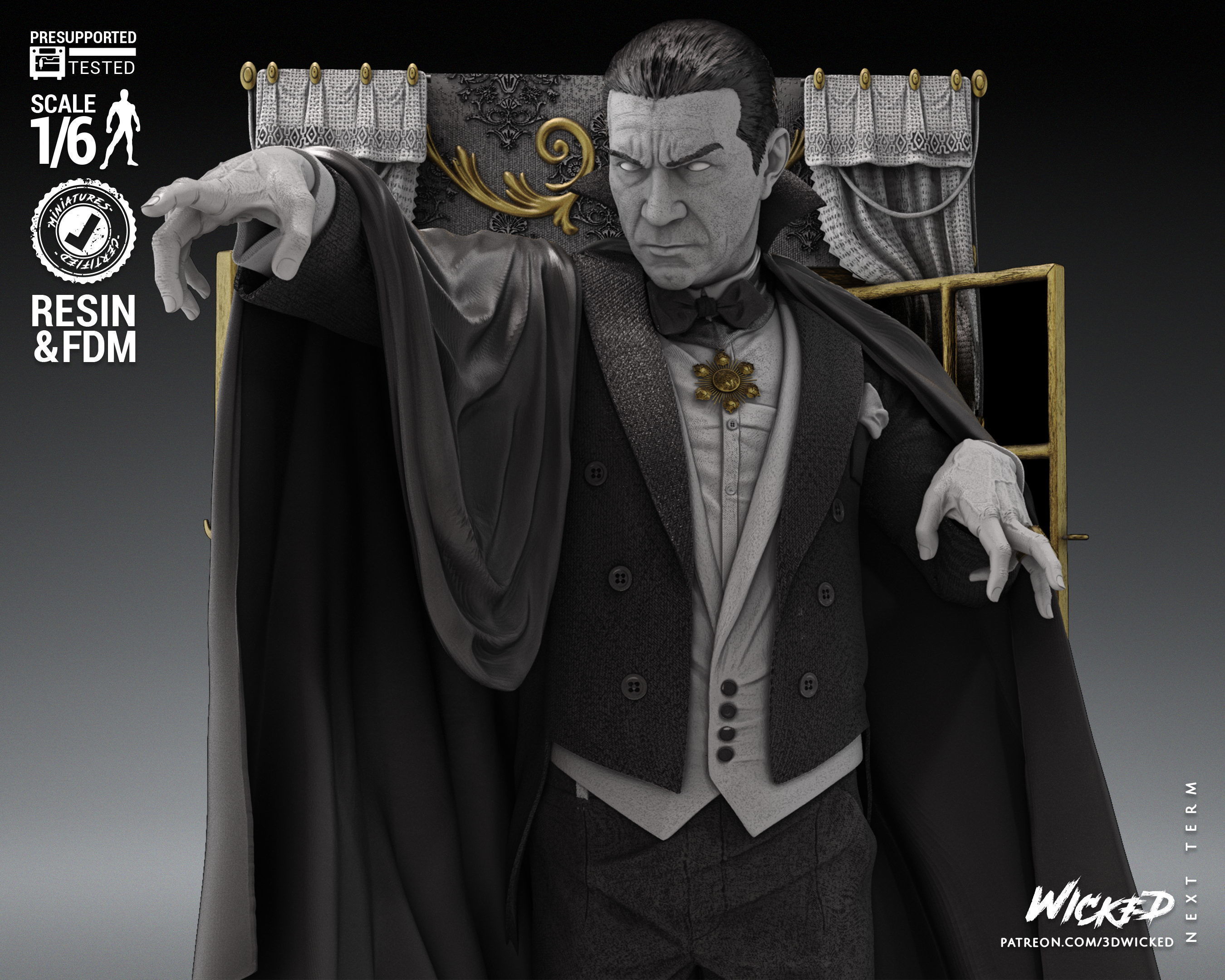 Wicked Horror Dracula Sculpture Tested for 3D printing 3D print model_11
