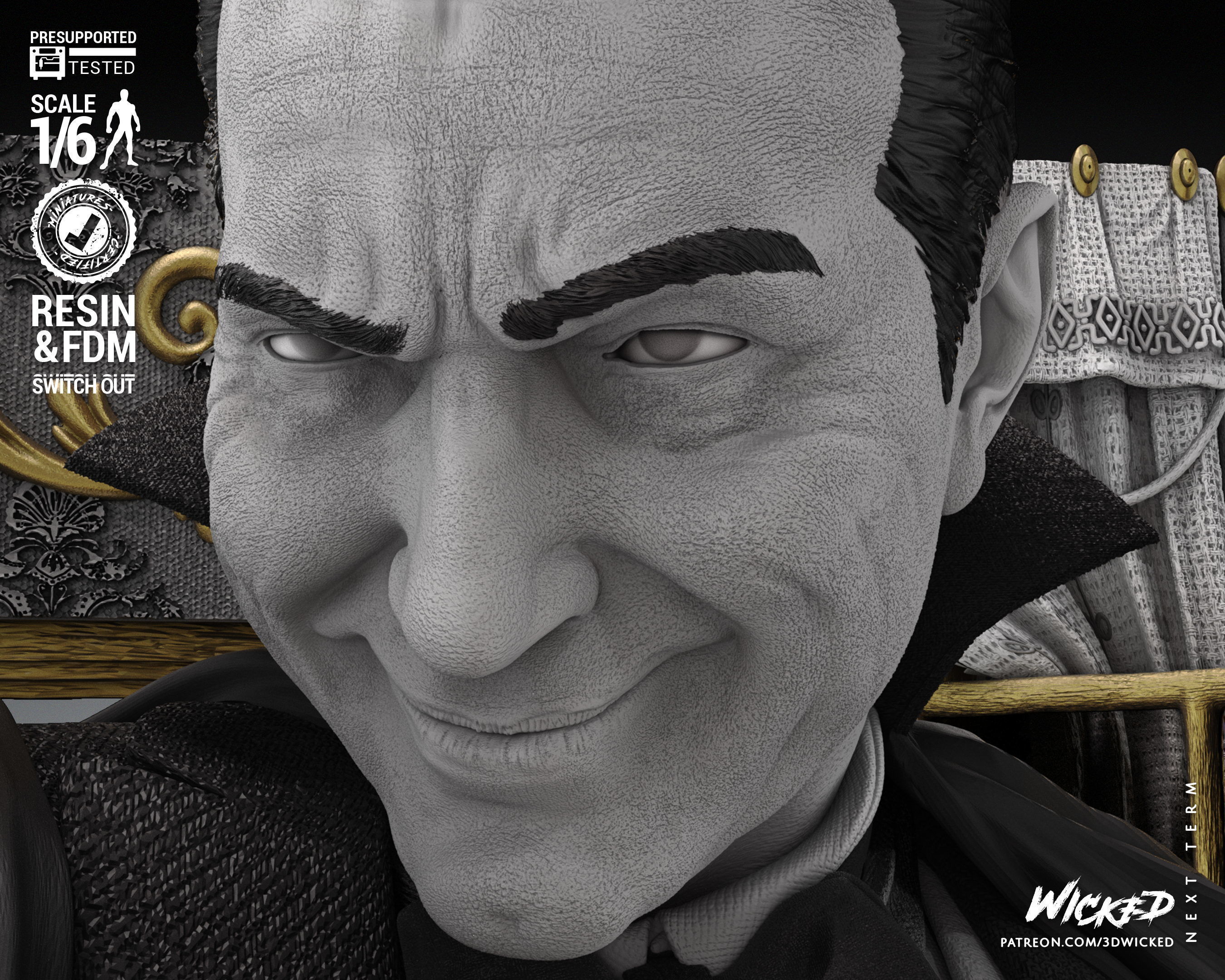 Wicked Horror Dracula Sculpture Tested for 3D printing 3D print model_9