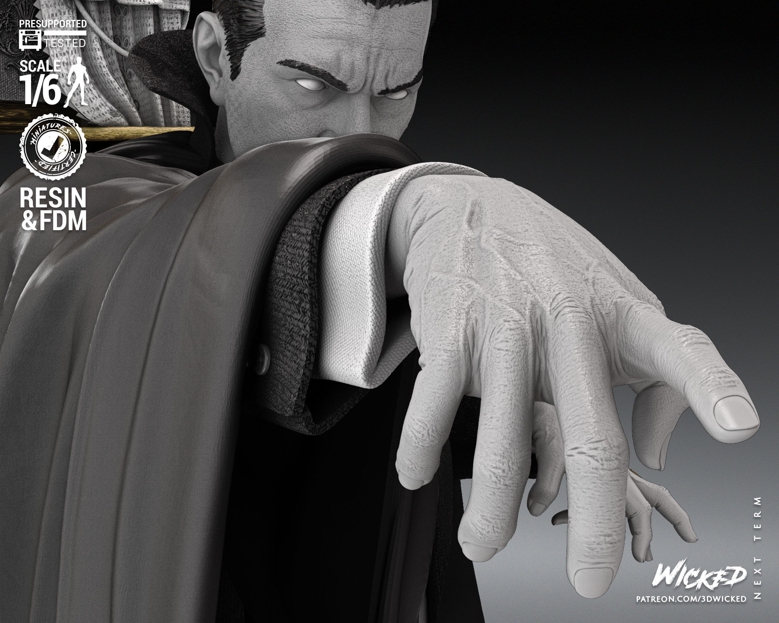 Wicked Horror Dracula Sculpture Tested for 3D printing 3D print model_30