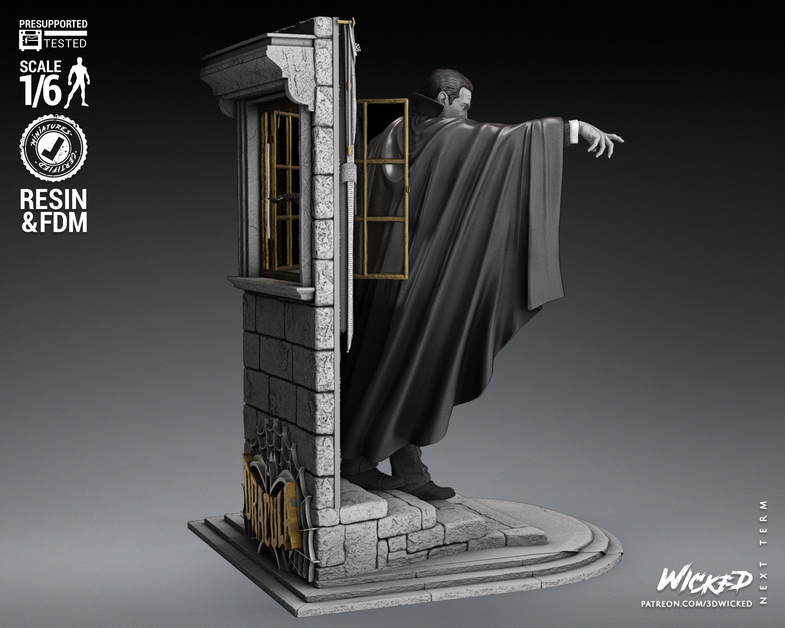 Wicked Horror Dracula Sculpture Tested for 3D printing 3D print model_36