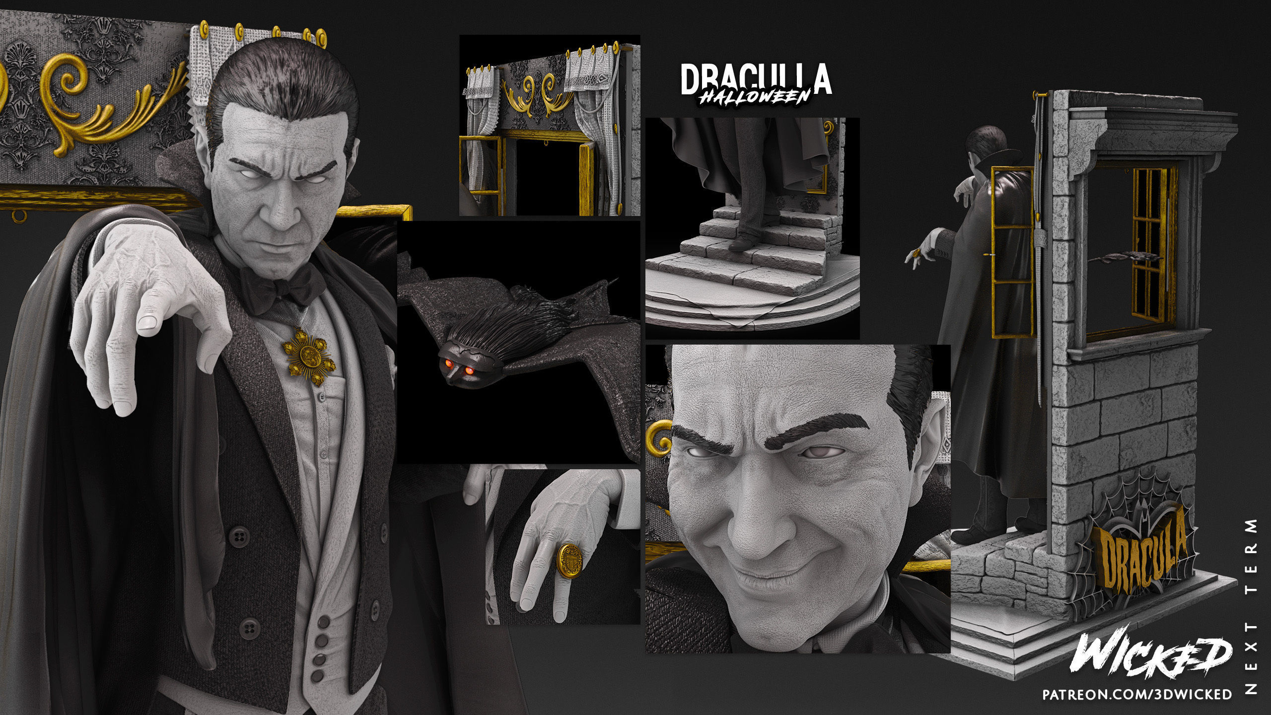 Wicked Horror Dracula Sculpture Tested for 3D printing 3D print model_50