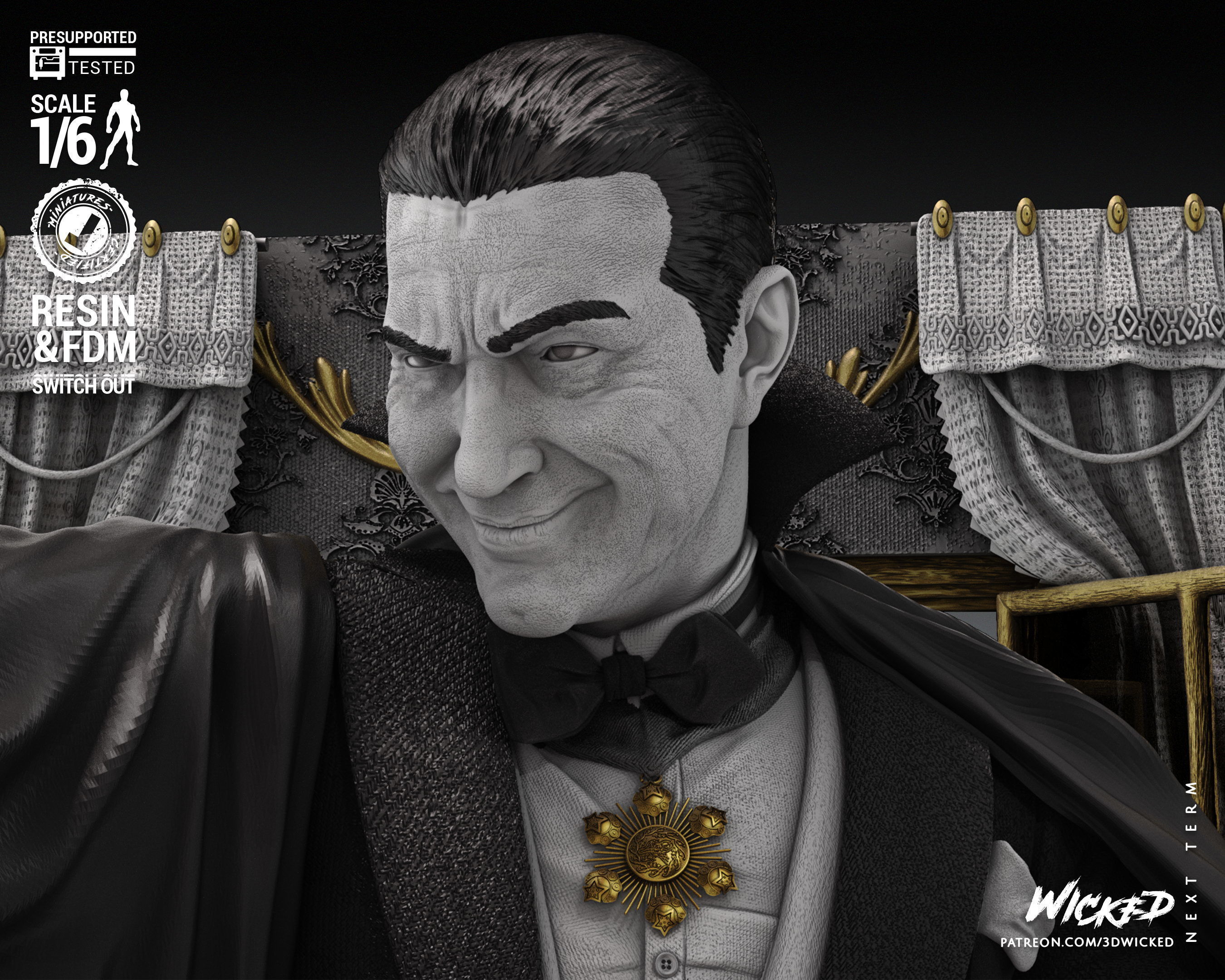 Wicked Horror Dracula Sculpture Tested for 3D printing 3D print model_7