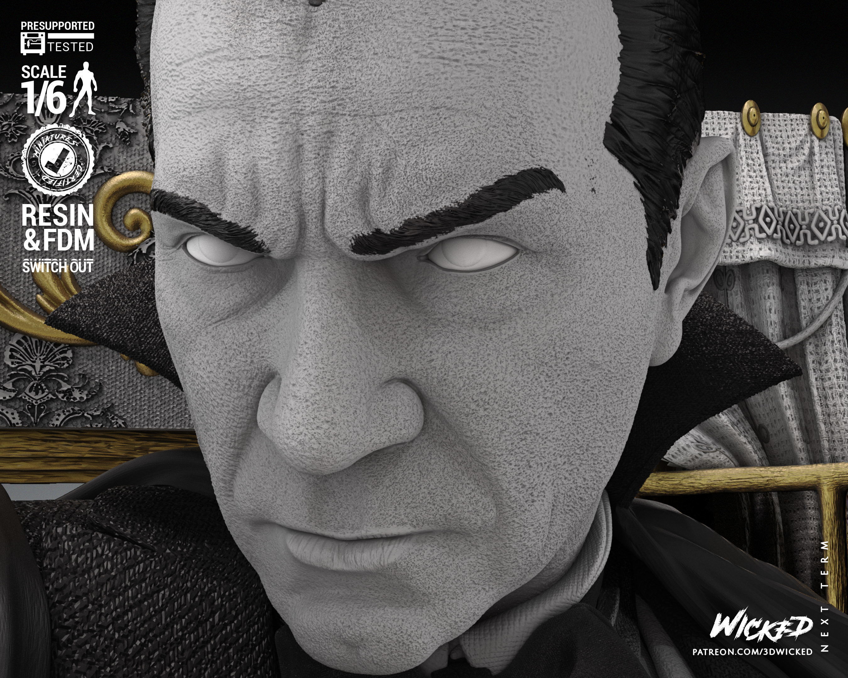 Wicked Horror Dracula Sculpture Tested for 3D printing 3D print model_6