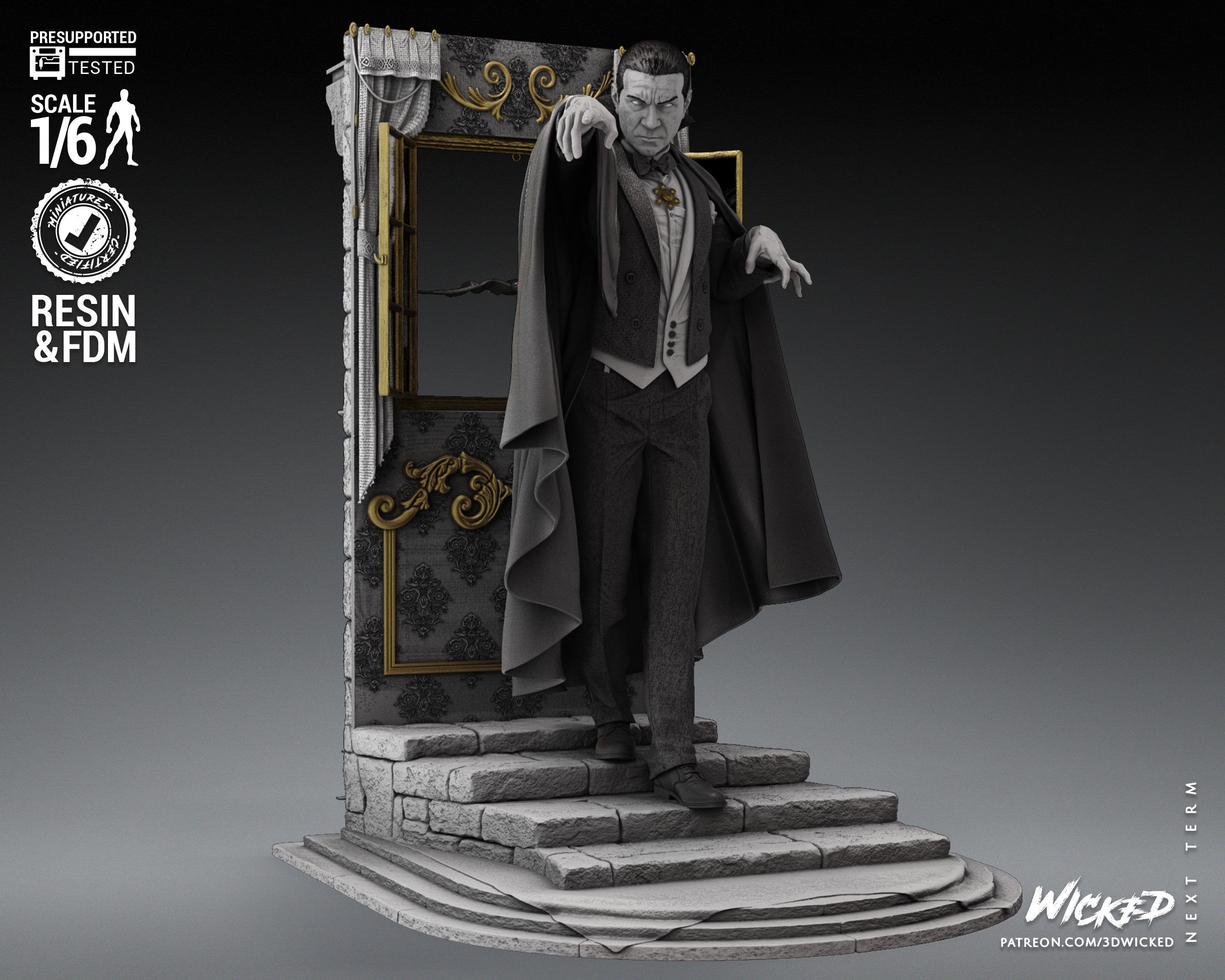 Wicked Horror Dracula Sculpture Tested for 3D printing 3D print model_38