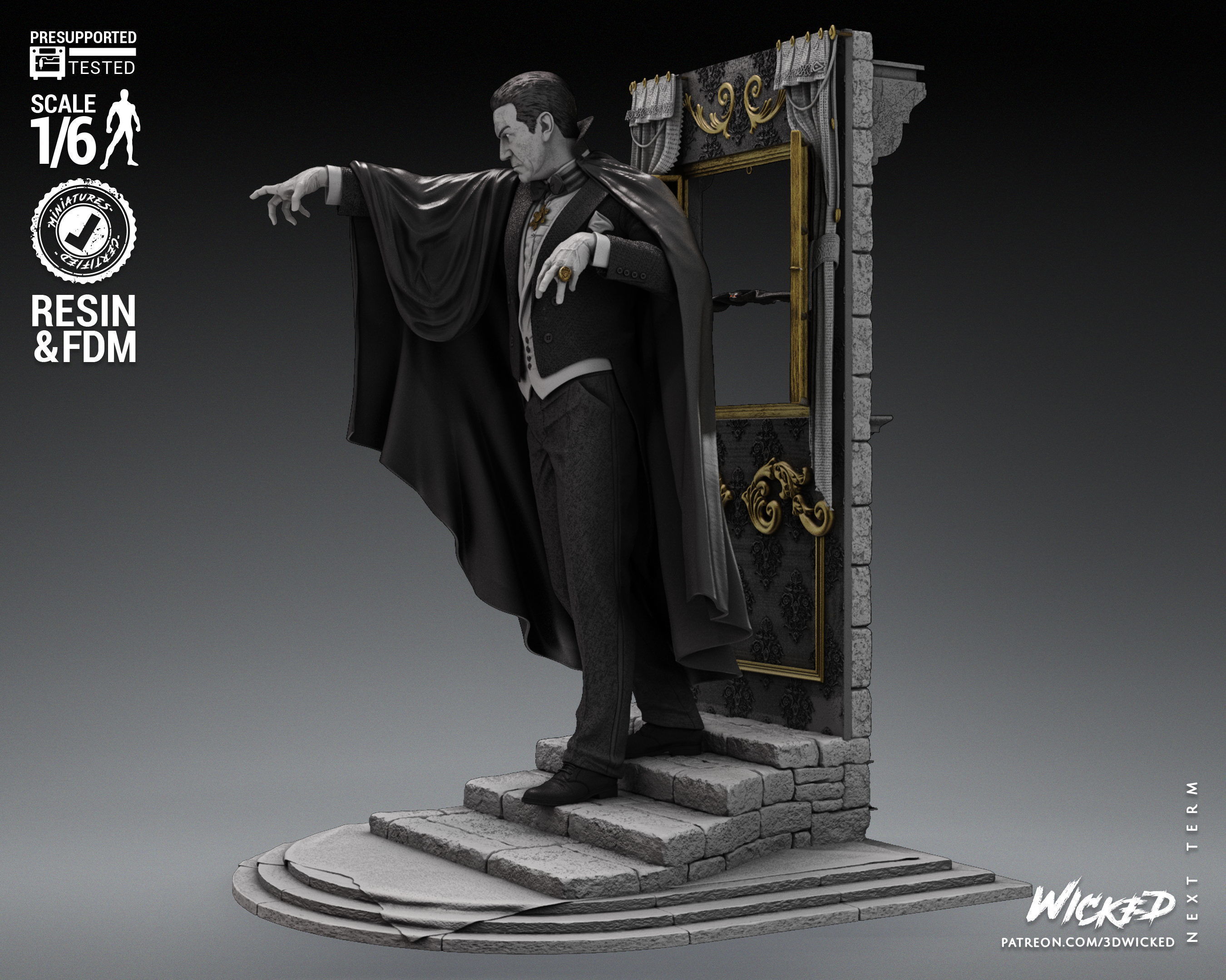 Wicked Horror Dracula Sculpture Tested for 3D printing 3D print model_2