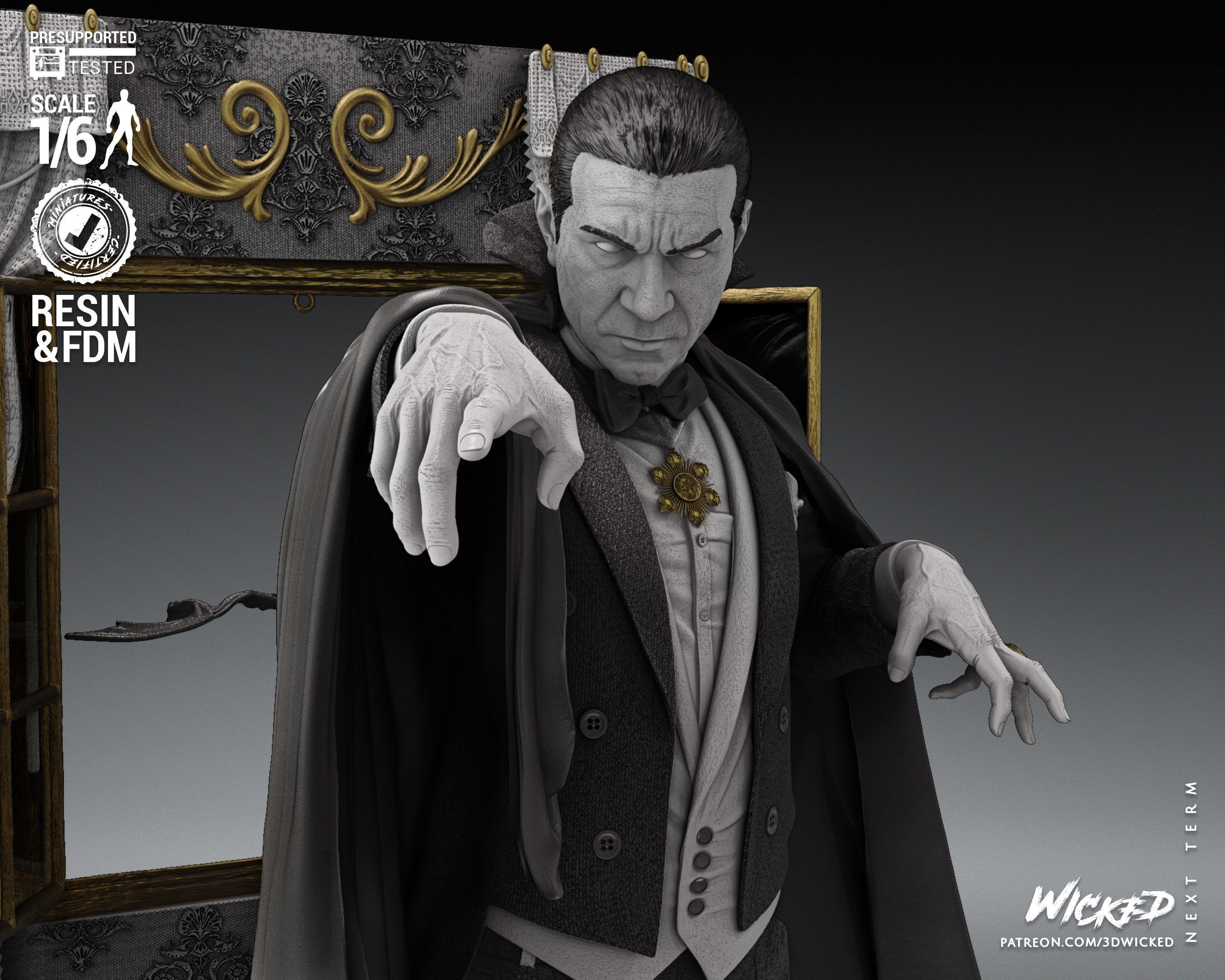 Wicked Horror Dracula Sculpture Tested for 3D printing 3D print model_4