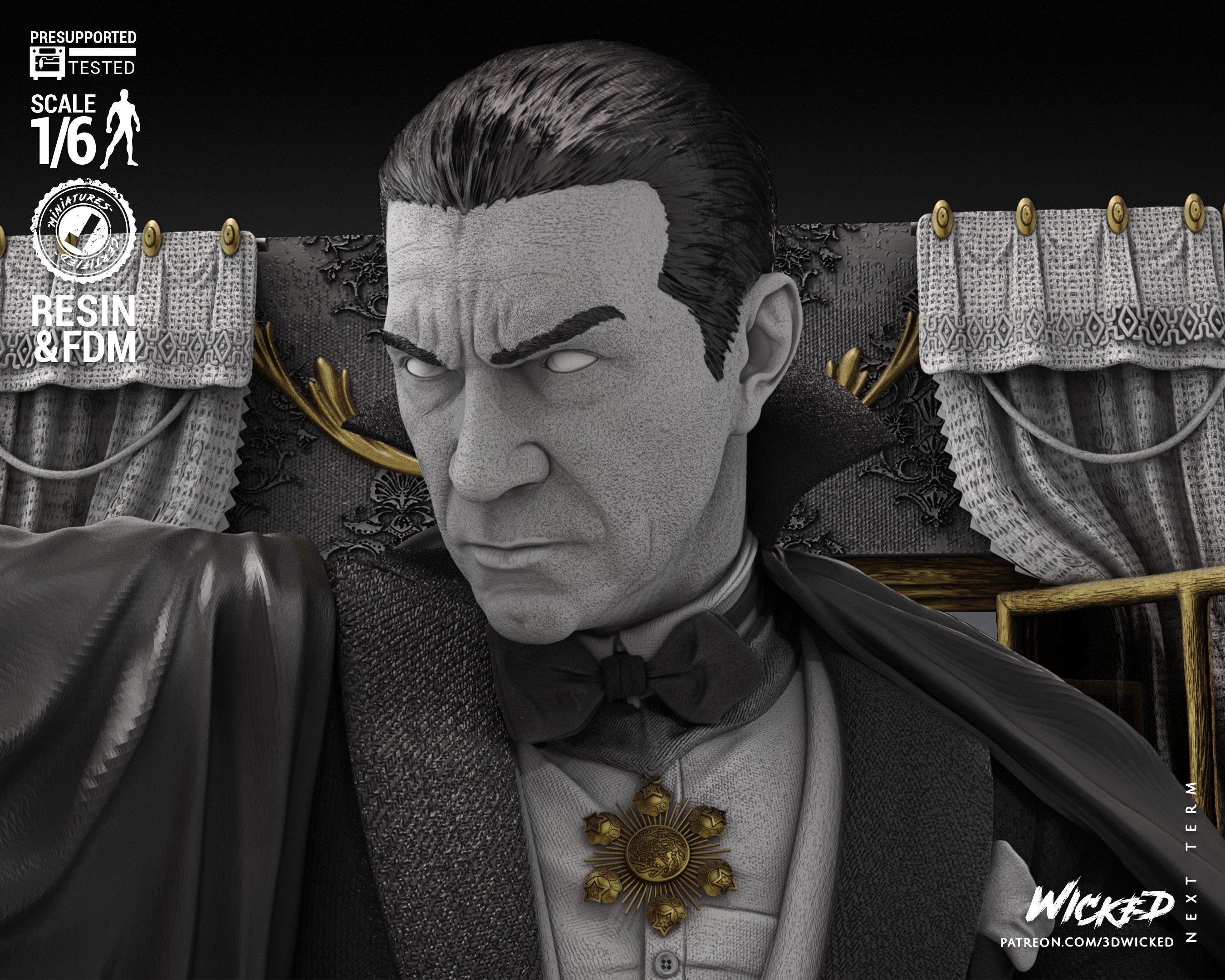 Wicked Horror Dracula Sculpture Tested for 3D printing 3D print model_44