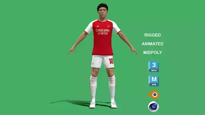 3D Rigged Takehiro Tomiyasu EPL 2024 3D model