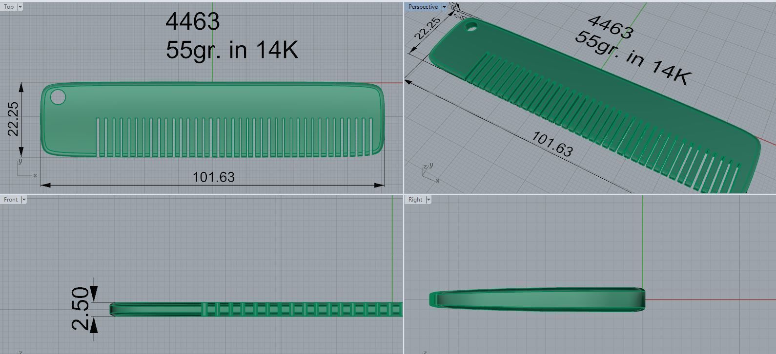 Comb Pendant 4463 3D print model_5