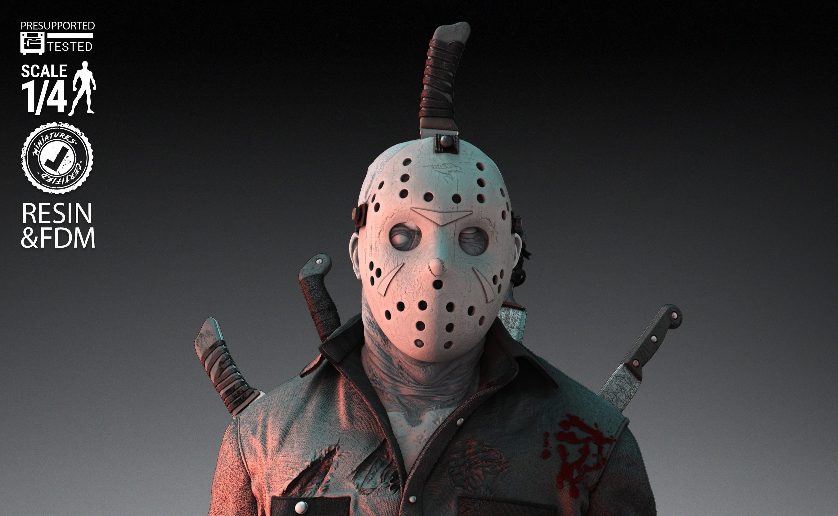 Wicked Horror Jason Bust Tested for 3D printing 3D print model_7