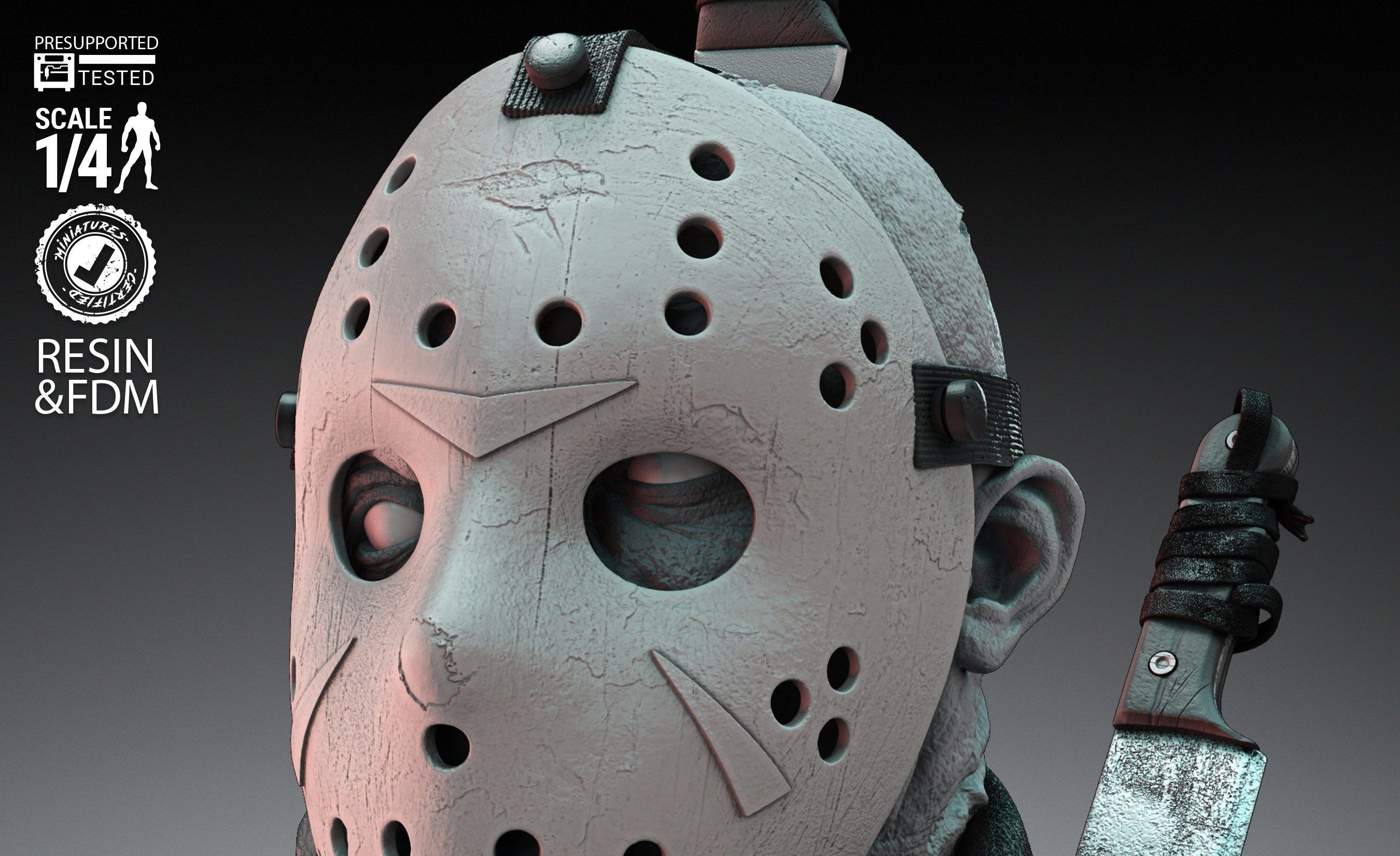 Wicked Horror Jason Bust Tested for 3D printing 3D print model_40